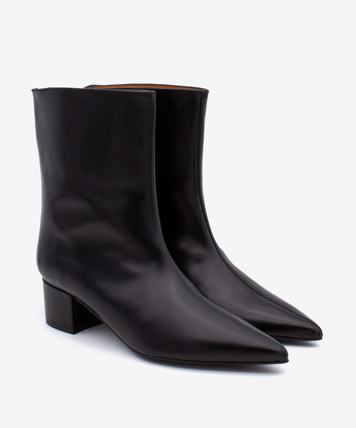 Botines básicos de mujer de tacón cómodo de estilo gaucho de piel lisa semibrillo, alana - Ángel Alarcón - Negro Negro-3