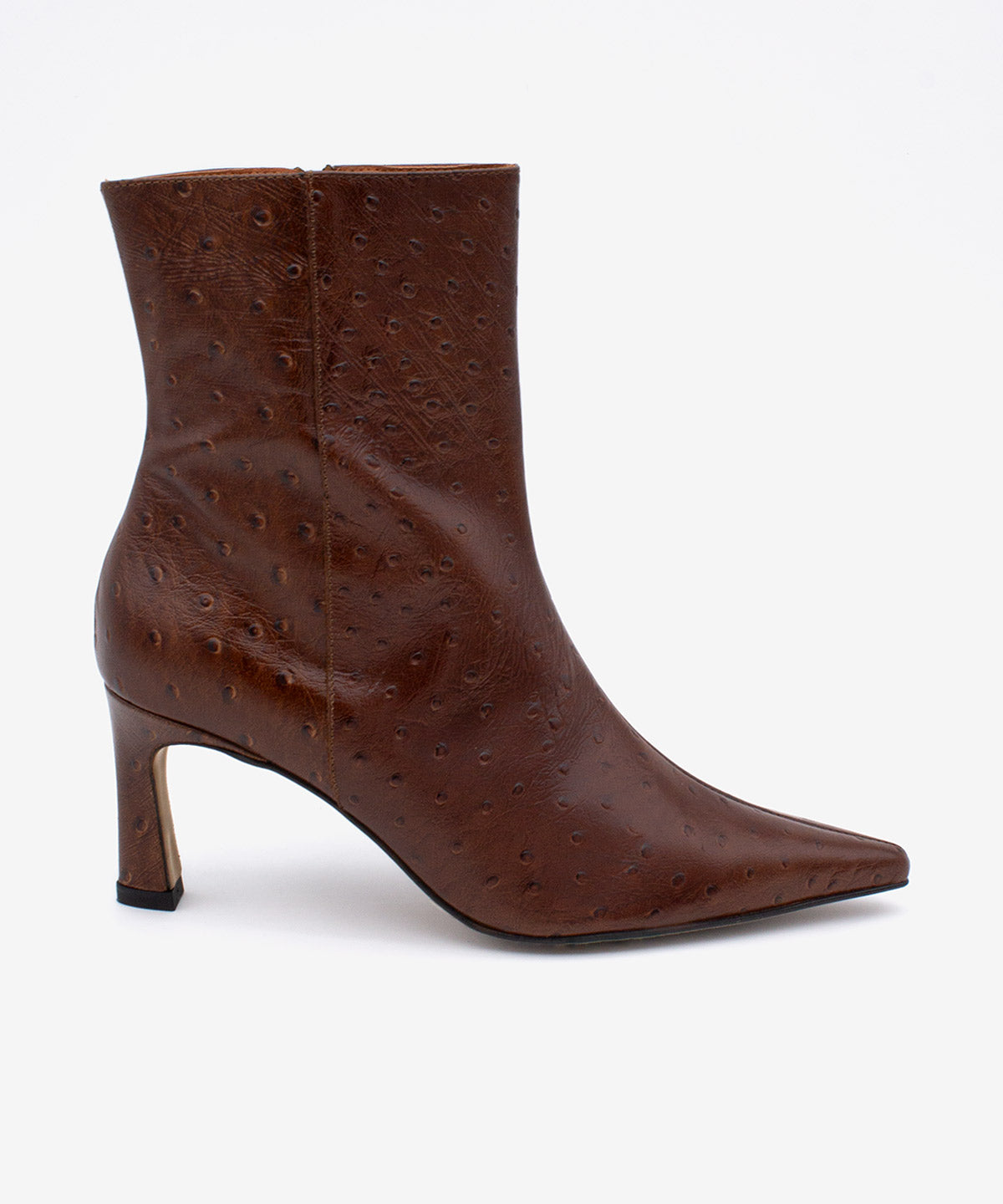 Botines básicos de mujer de tacón fino elegante de piel print avestruz, aviana - Ángel Alarcón - Cuero Cuero-1