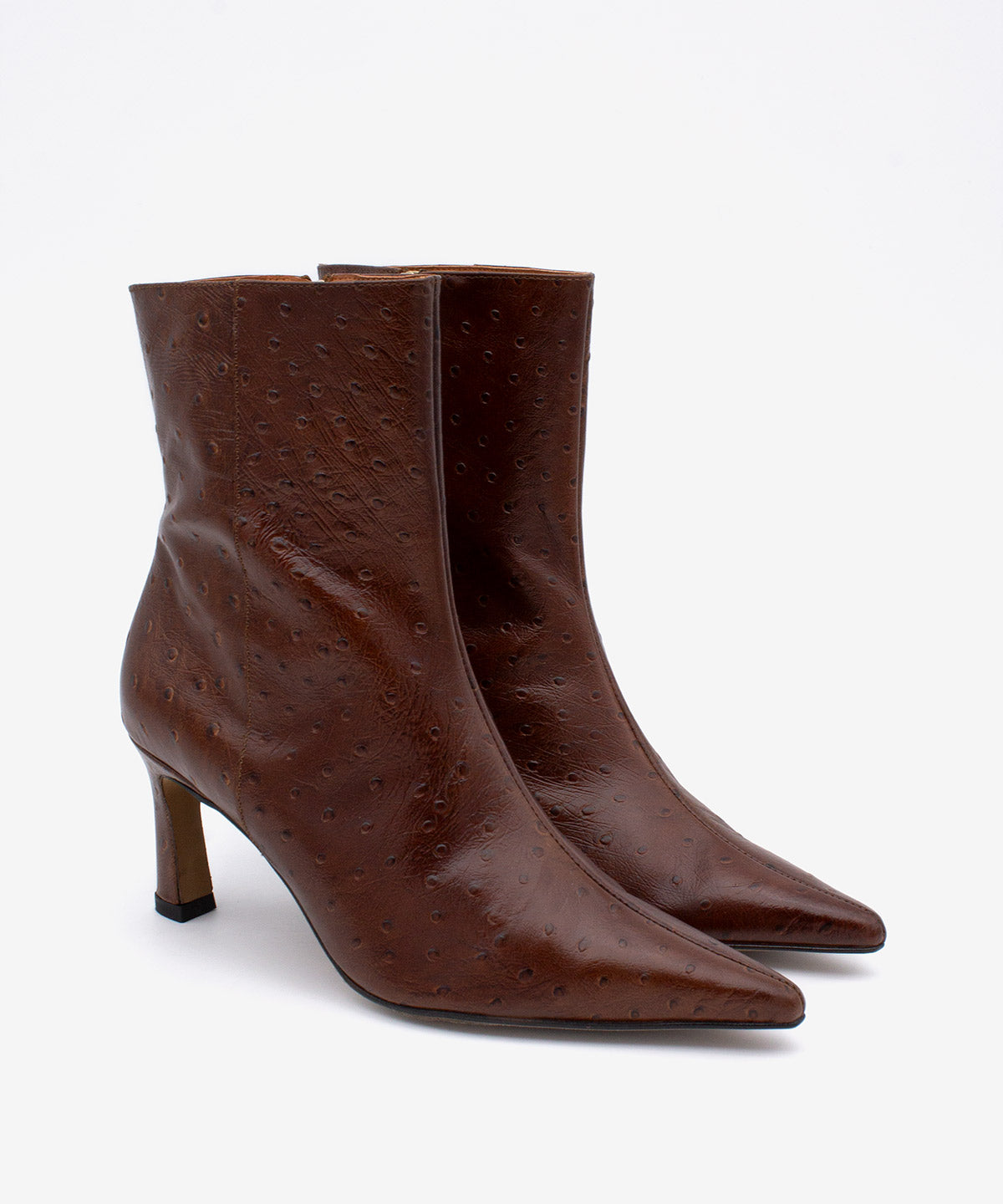 Botines básicos de mujer de tacón fino elegante de piel print avestruz, aviana - Ángel Alarcón - Cuero Cuero-3