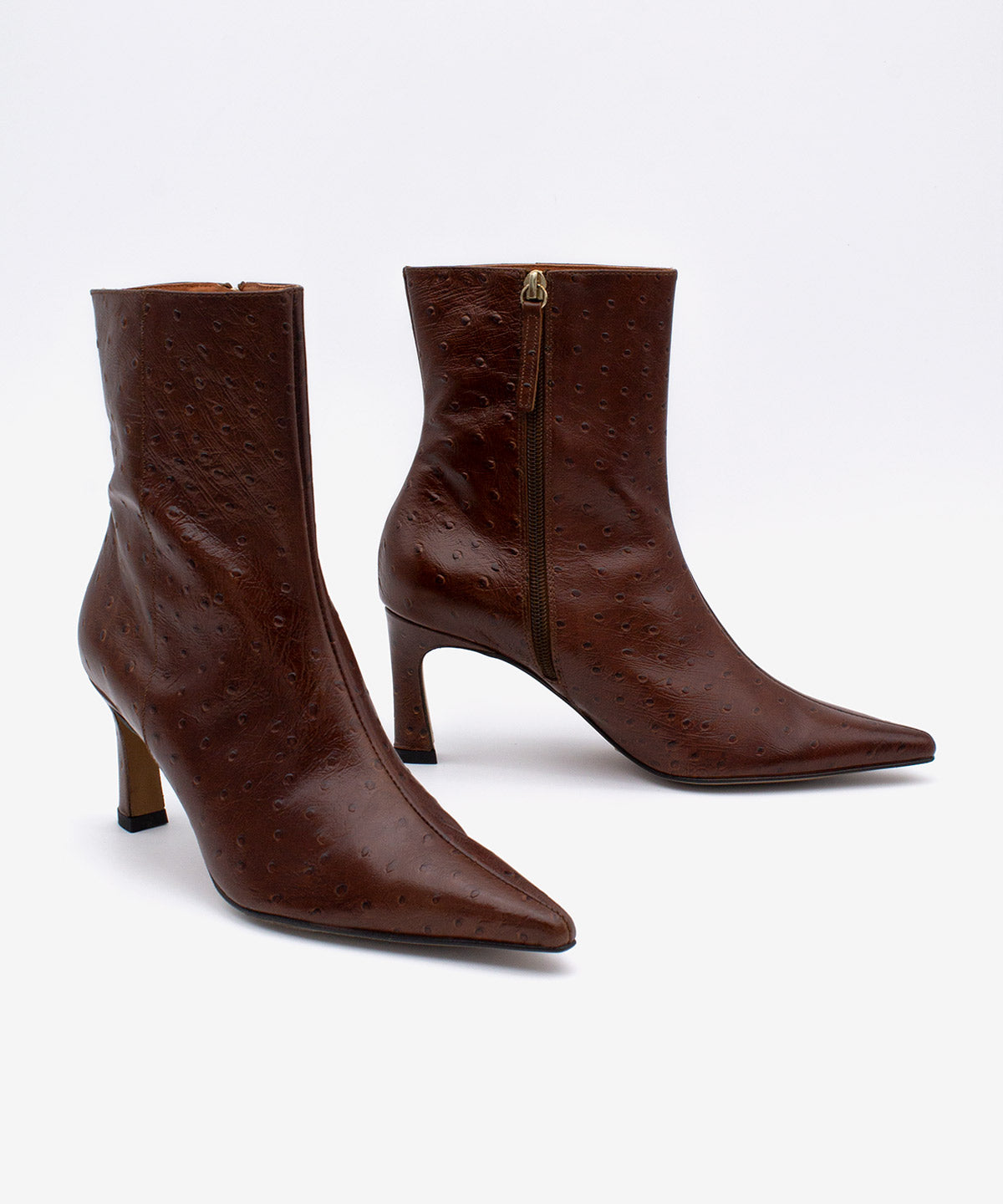 Botines básicos de mujer de tacón fino elegante de piel print avestruz, aviana - Ángel Alarcón - Cuero Cuero-6
