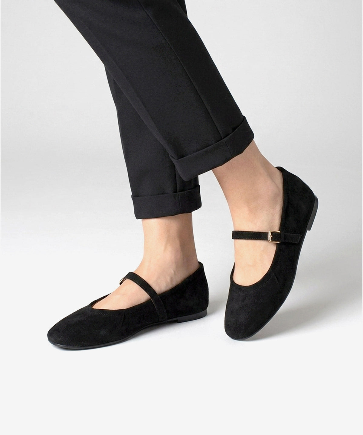 Merceditas planas de mujer cómodas que se adaptan al pie de ante, jenna - Ángel Alarcón - Negro Negro-2