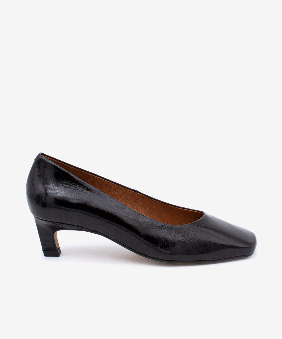 Imagen 1 de Zapatos de salón de mujer de tacón bajo cómodo de piel brillan textu., amaris Negro