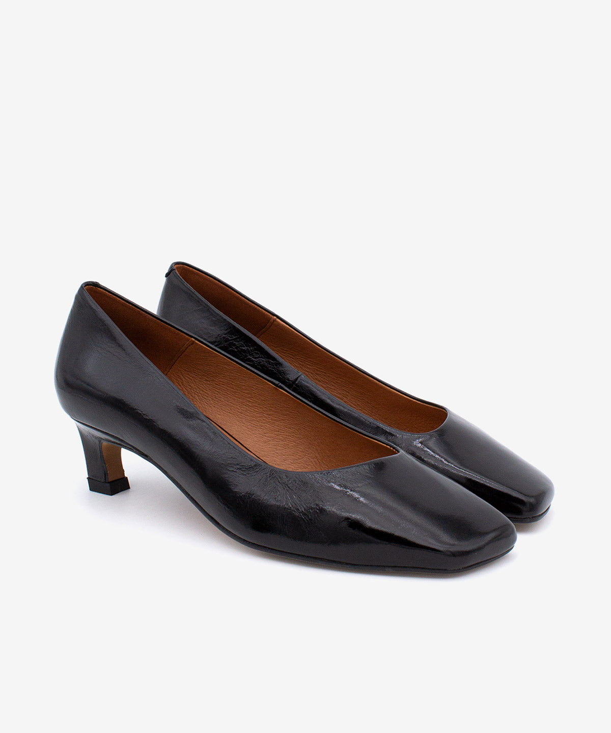 Imagen 5 de Zapatos de salón de mujer de tacón bajo cómodo de piel brillan textu., amaris - Ángel Alarcón - Negro Negro