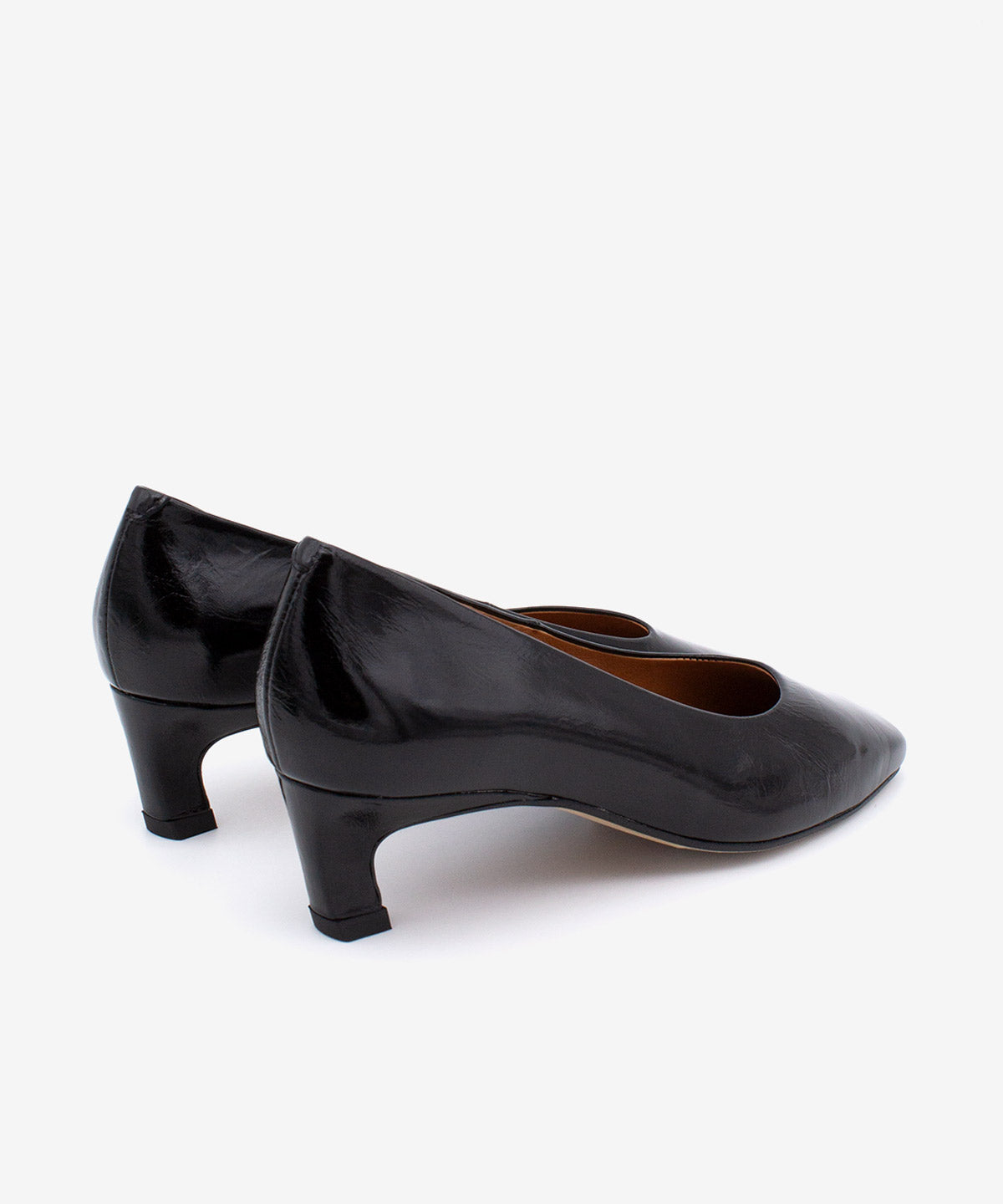 Imagen 4 de Zapatos de salón de mujer de tacón bajo cómodo de piel brillan textu., amaris - Ángel Alarcón - Negro Negro