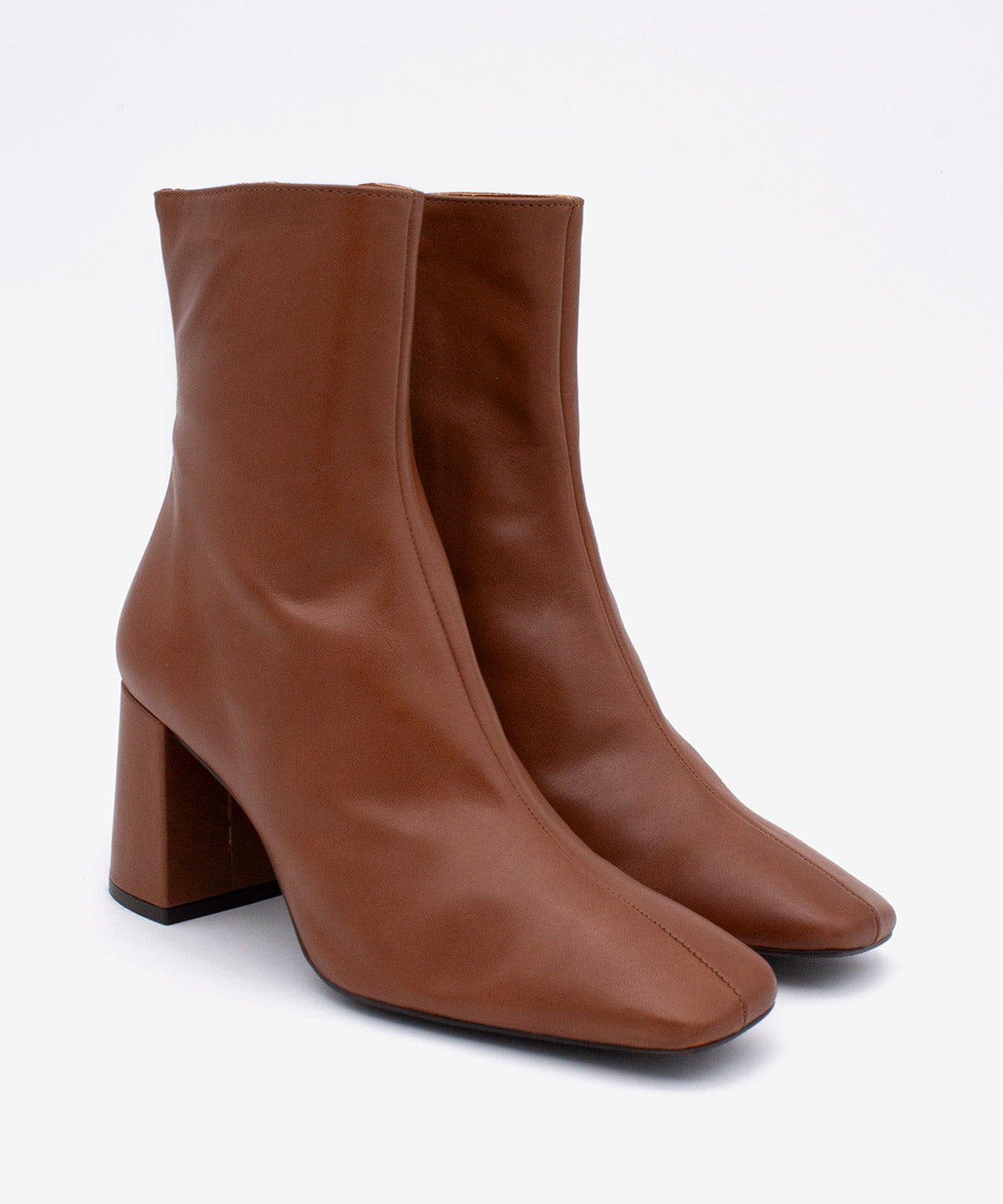 Botines básicos de mujer de tacón alto y ancho básico de piel lisa, drimia - Ángel Alarcón - Cuero Cuero-3
