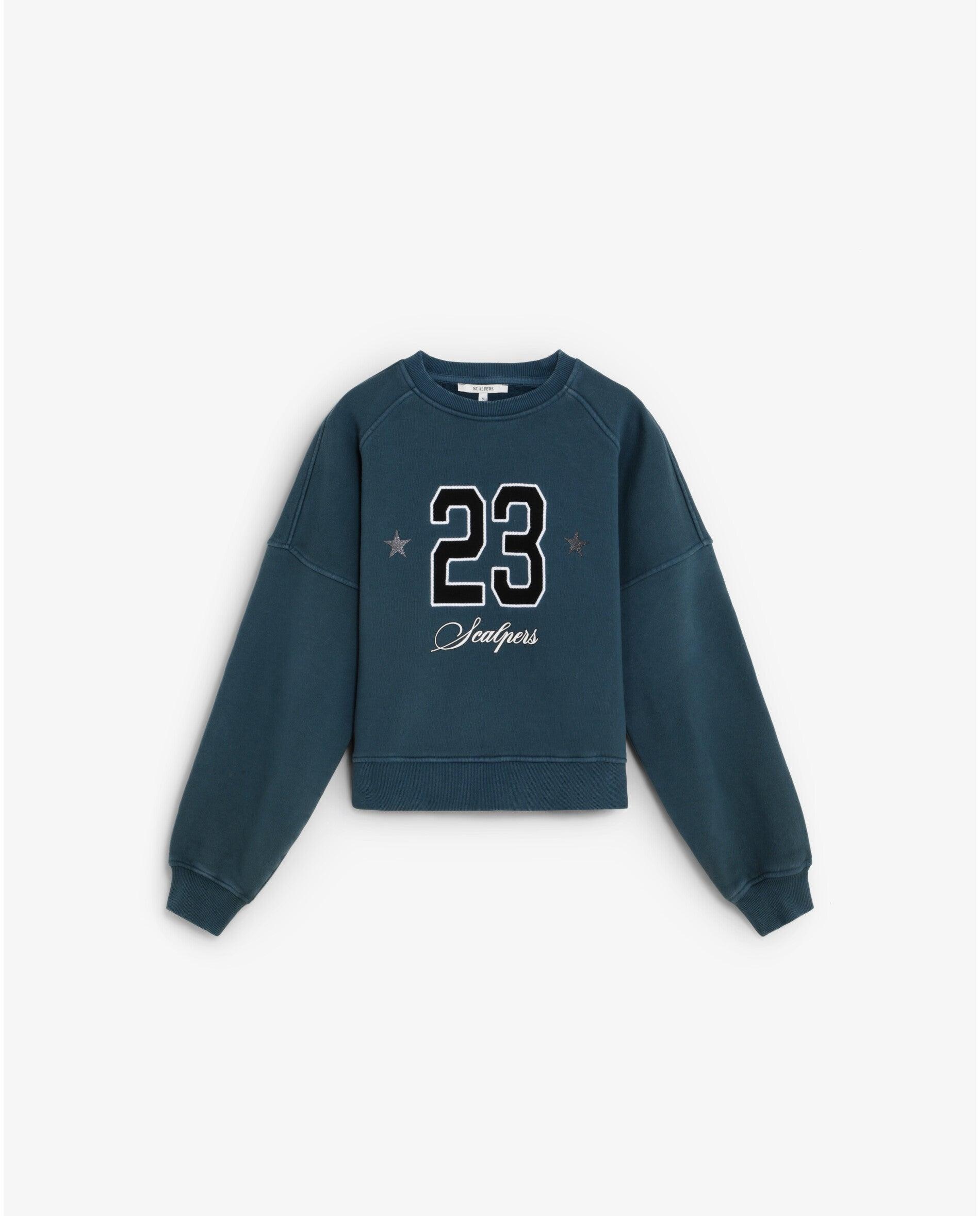Imagen 0 de Sudadera de mujer loose fit con parche frontal Azul índigo