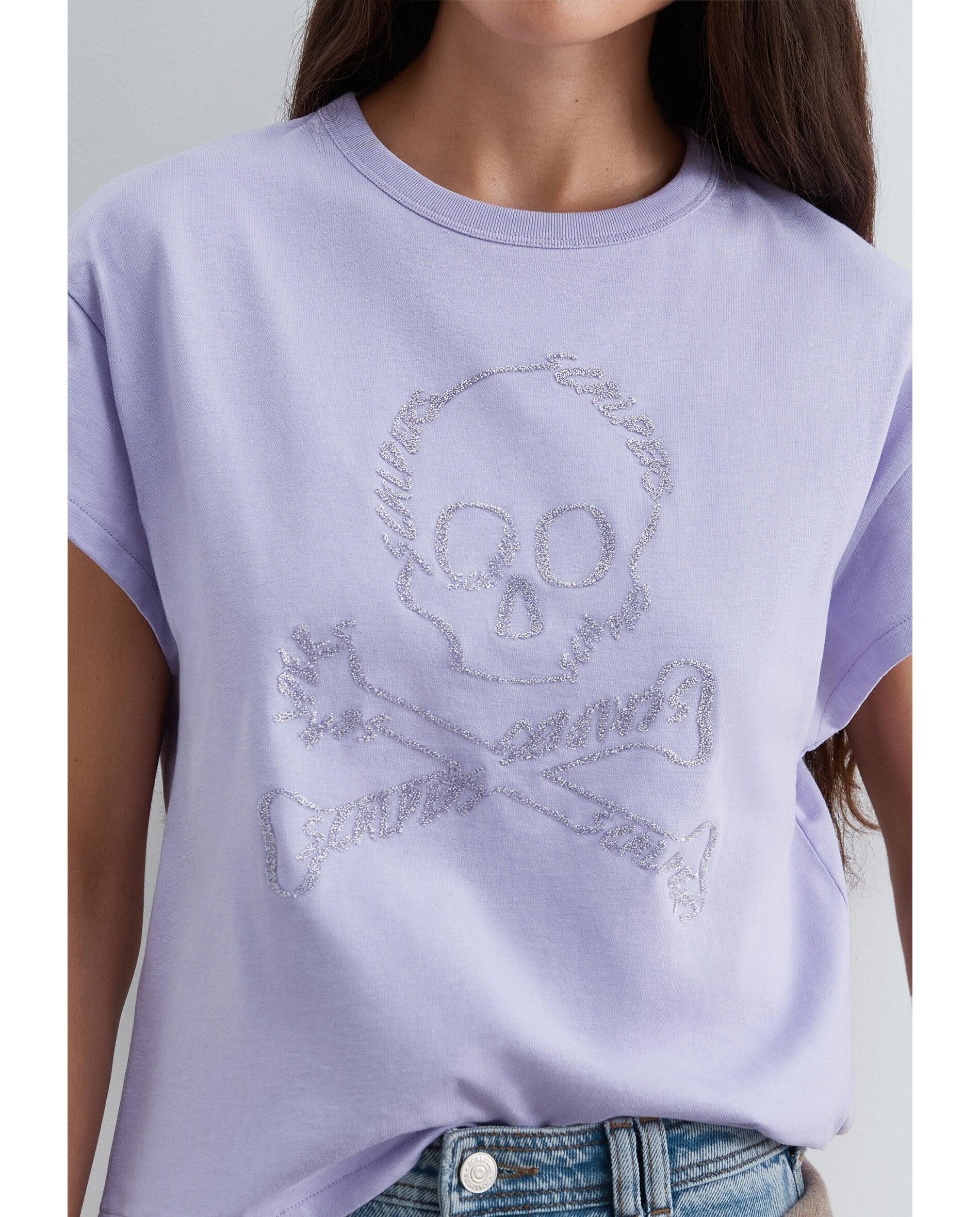 Camiseta de mujer bordada de manga corta - Scalpers - Lila Lila-4
