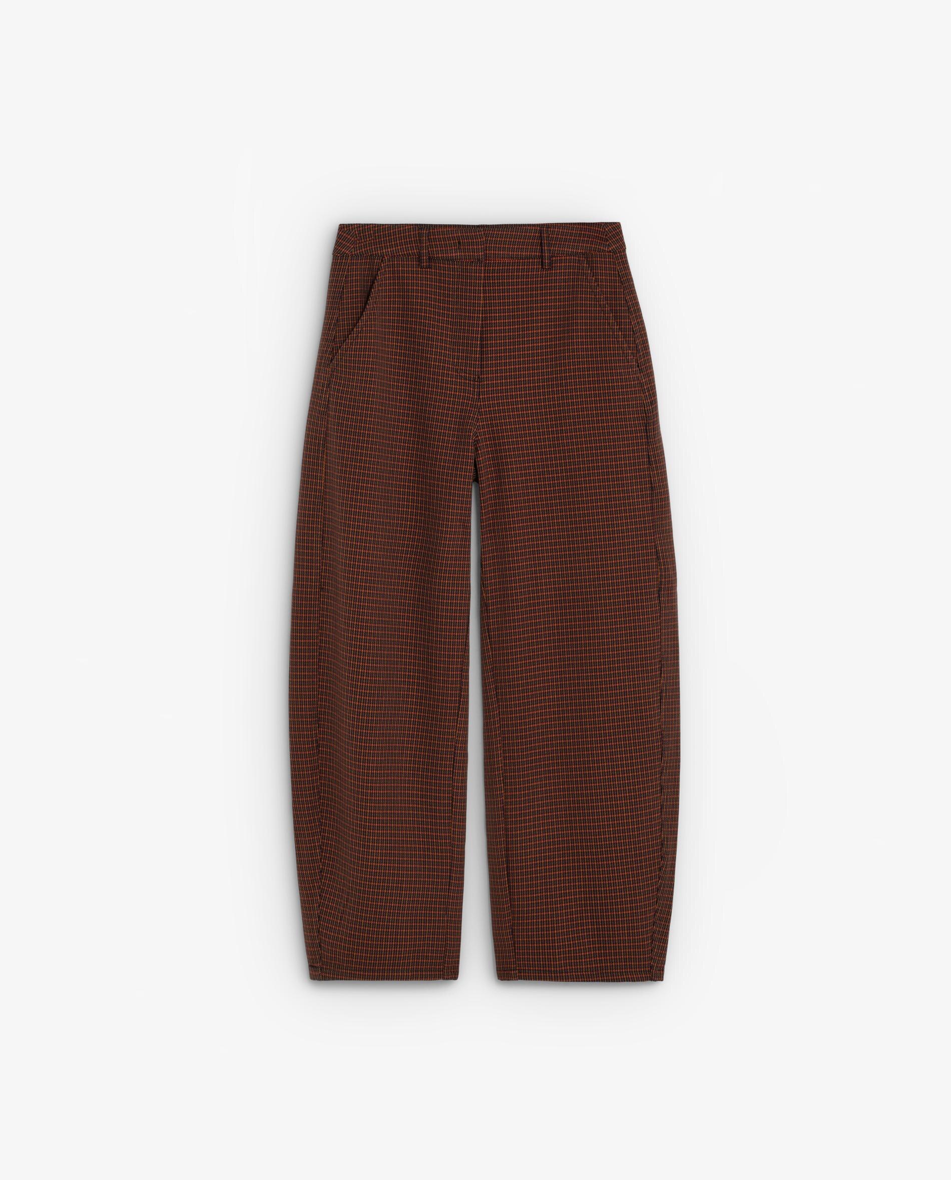 Pantalón de mujer corte balloon con estampado de cuadros - Scalpers - Marrón Marrón-1