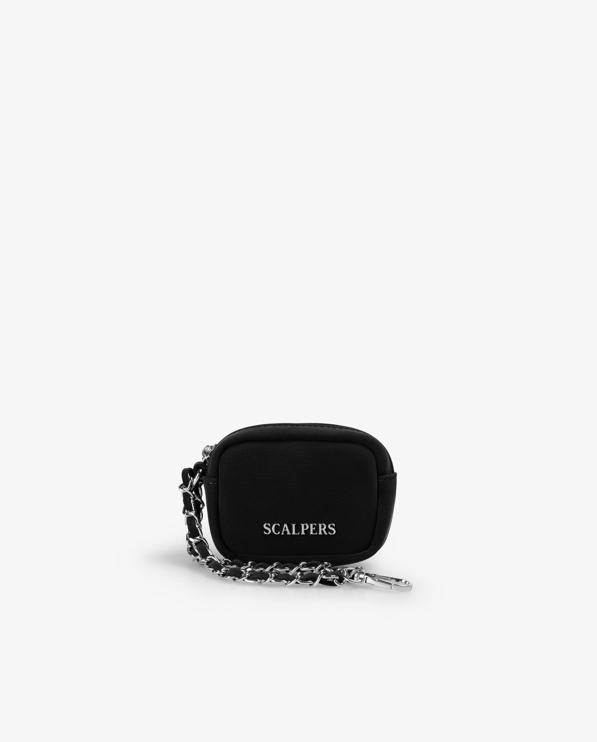 Monedero de mujer liso con cadena decorativa extraíble - Scalpers - Negro Negro-1
