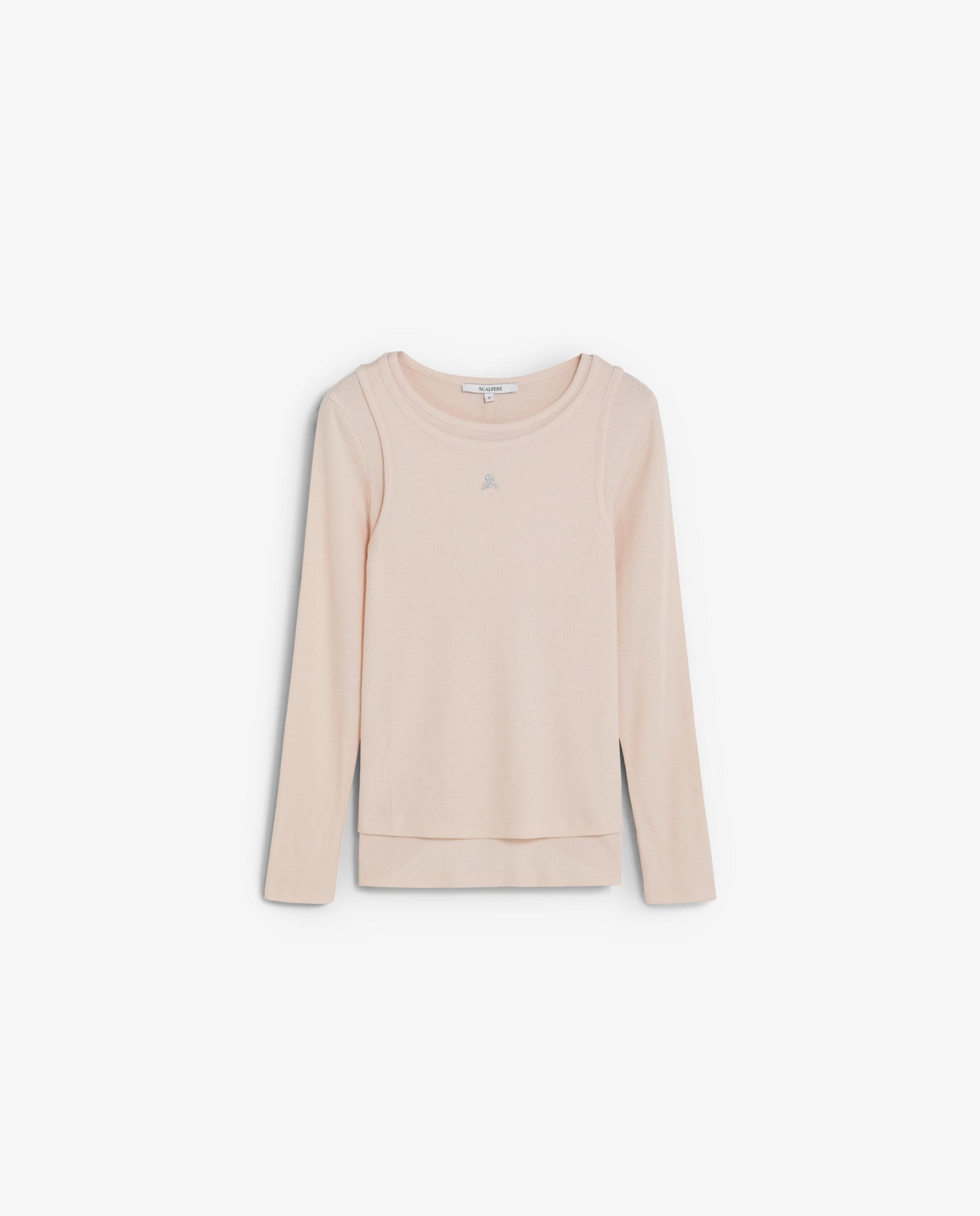 Camiseta de mujer con top de tirantes superpuesto - Scalpers - Nude Nude-1