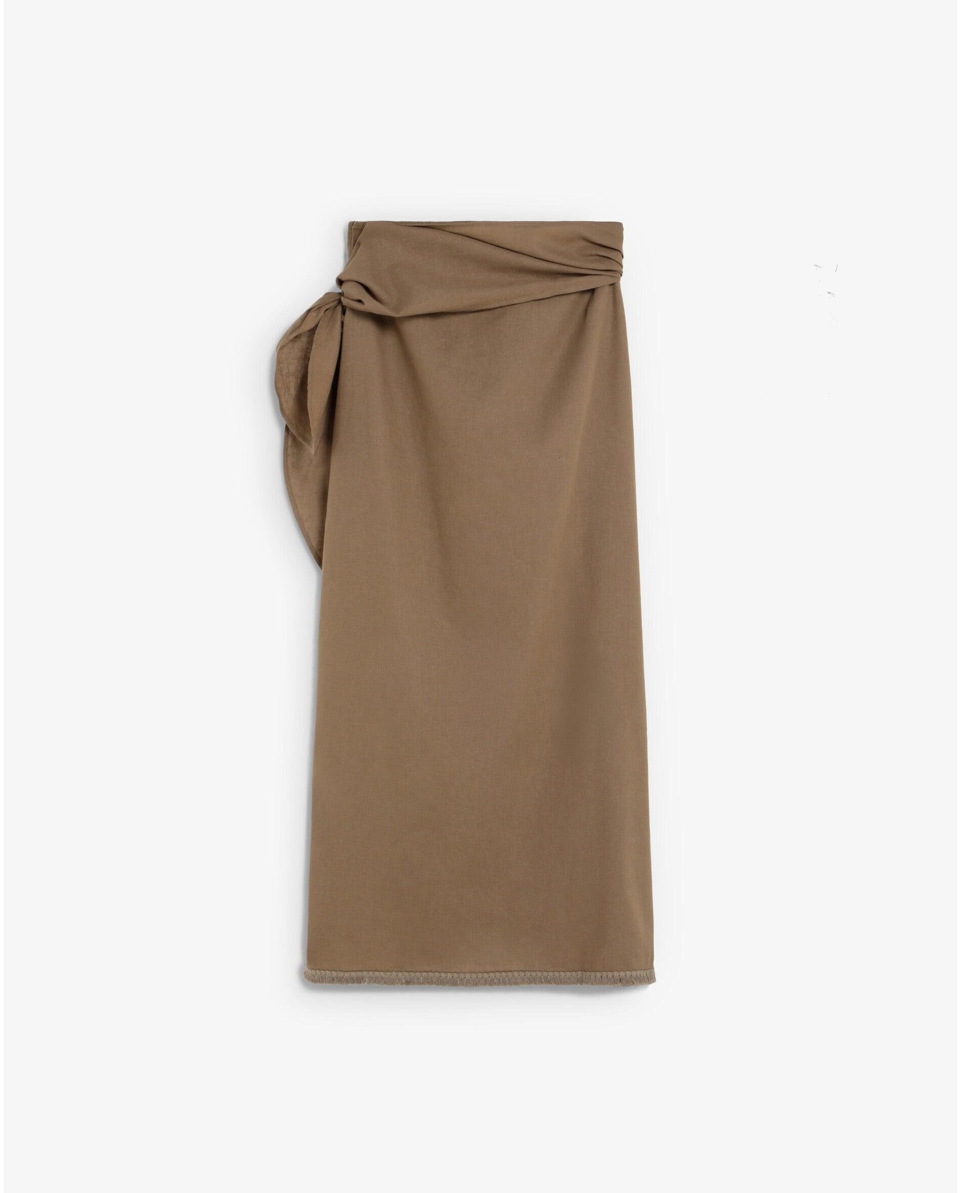 Pareo de mujer con cintura drapeada y nudo lateral - Scalpers - Kaki Kaki-2