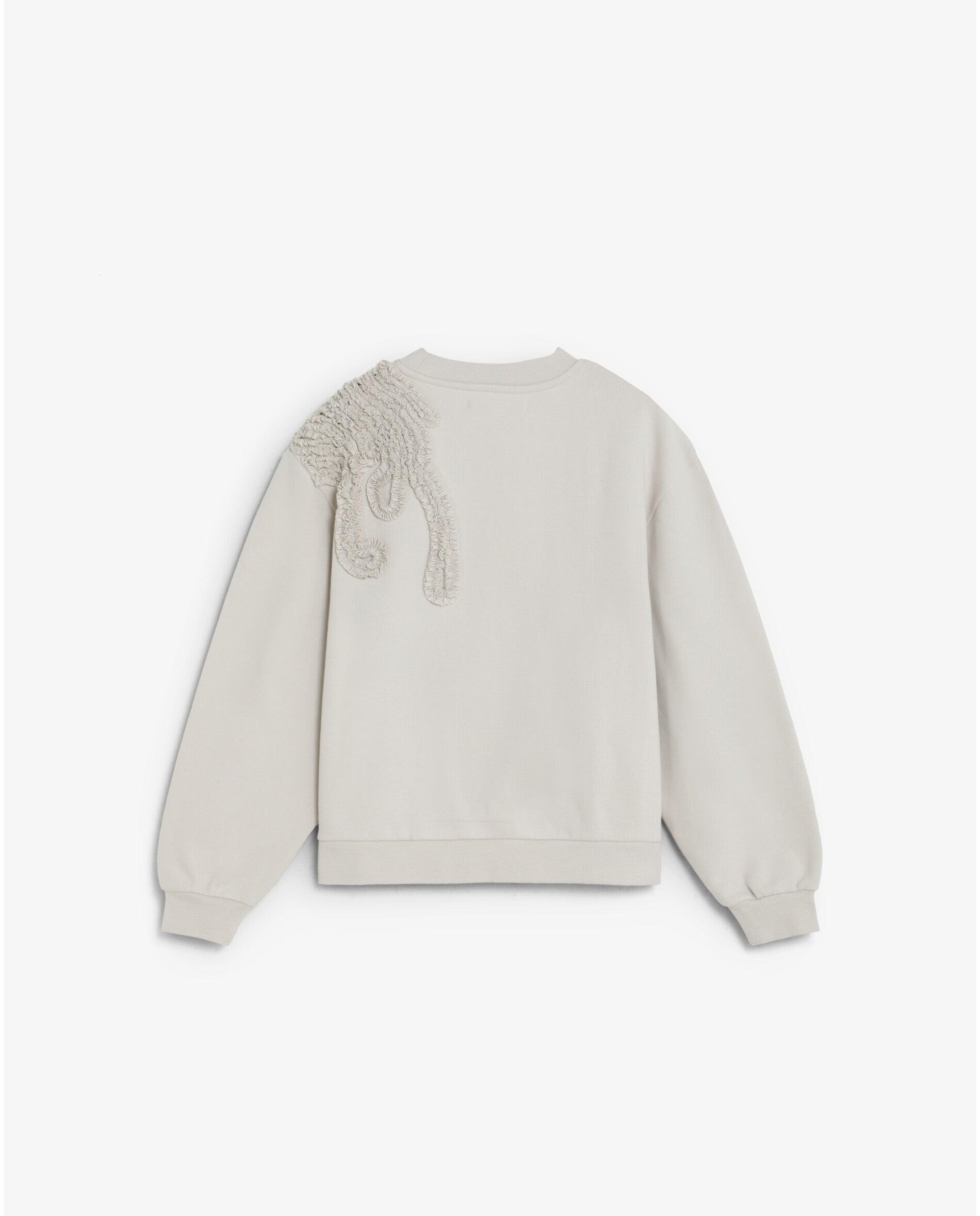 Sudadera de mujer regular fit con detalles fruncidos en el hombro - Scalpers - Gris claro Gris claro-2