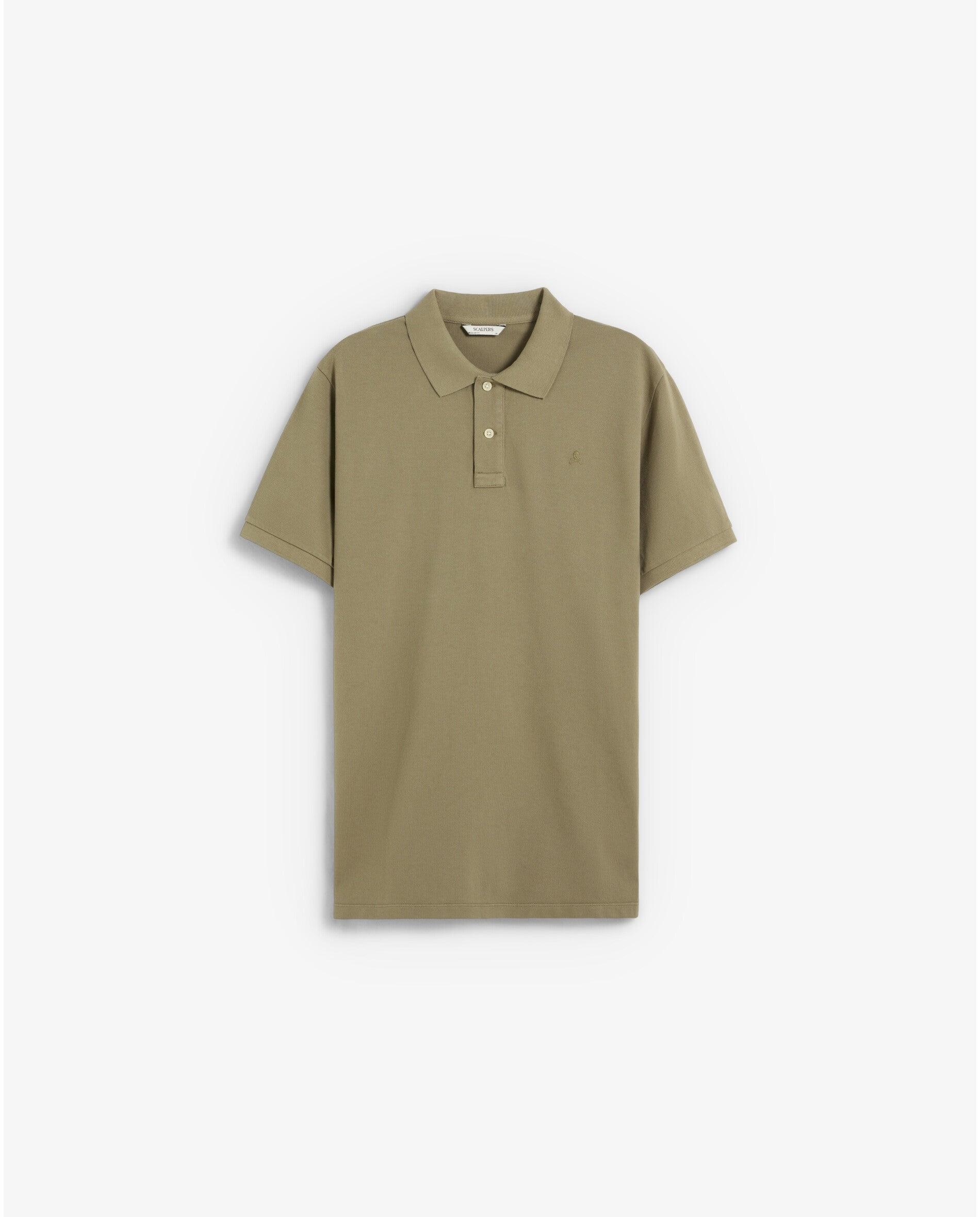 Polo piqué de manga corta de hombre regular fit - Scalpers - Kaki Kaki-1