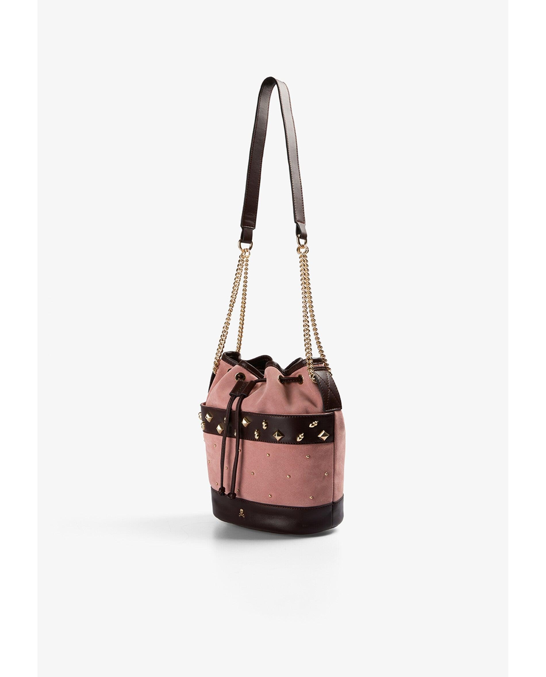 Imagen 2 de Bolso de hombro de mujer tipo saco en ante y piel - Scalpers - Rosa Rosa