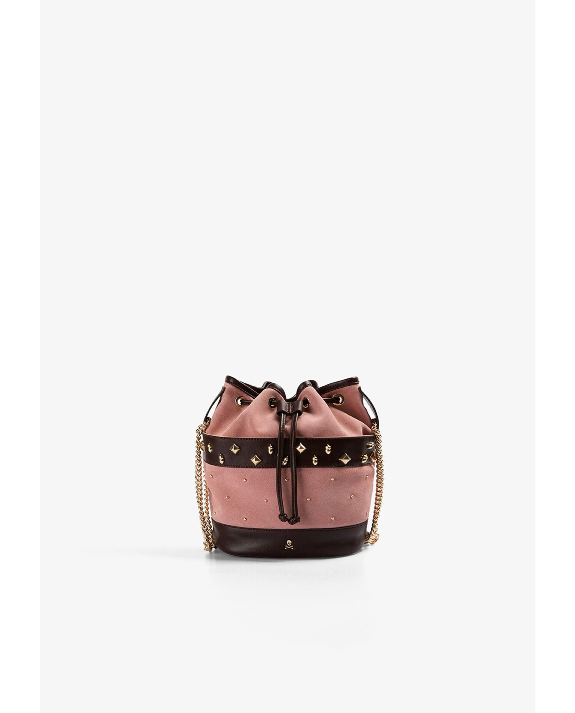 Imagen 4 de Bolso de hombro de mujer tipo saco en ante y piel - Scalpers - Rosa Rosa