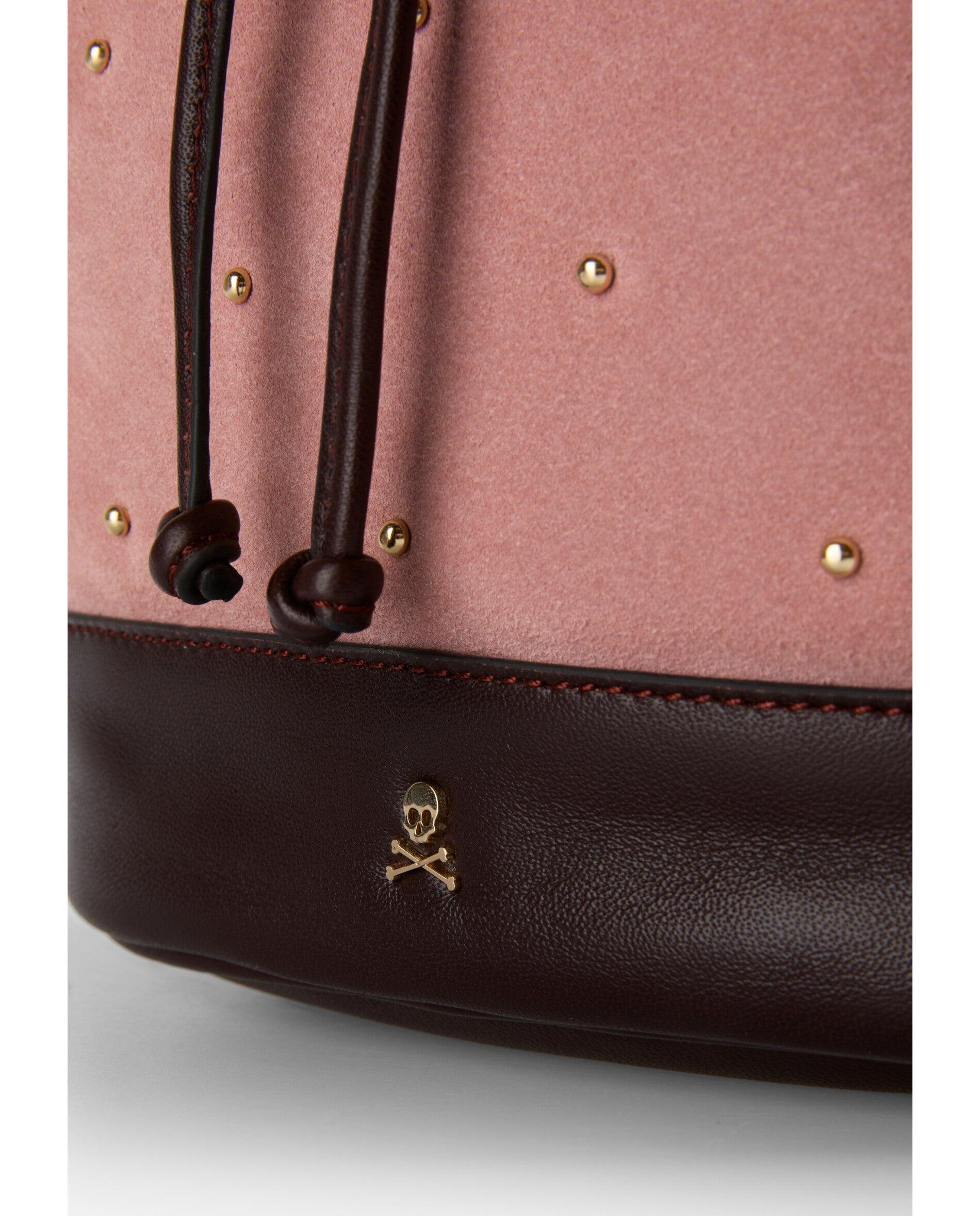 Imagen 5 de Bolso de hombro de mujer tipo saco en ante y piel - Scalpers - Rosa Rosa