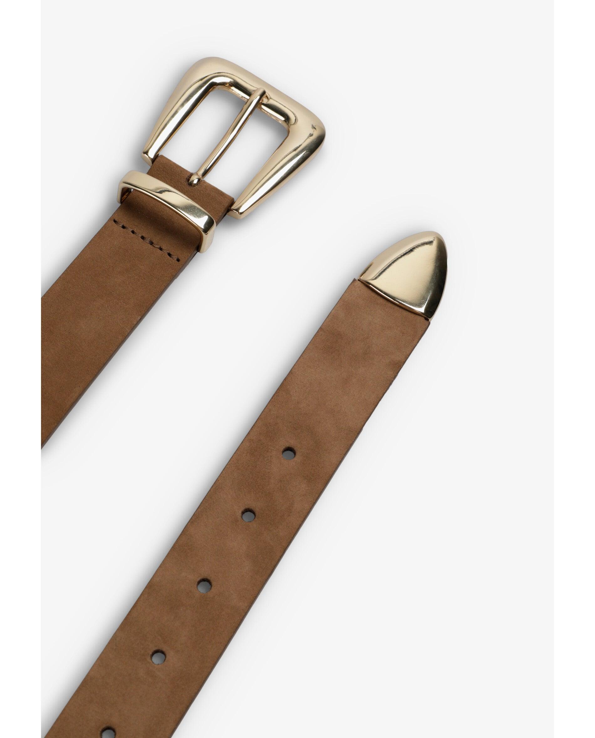 Cinturón con hebilla de mujer de piel con studs decorativos - Scalpers - Beige Beige-4