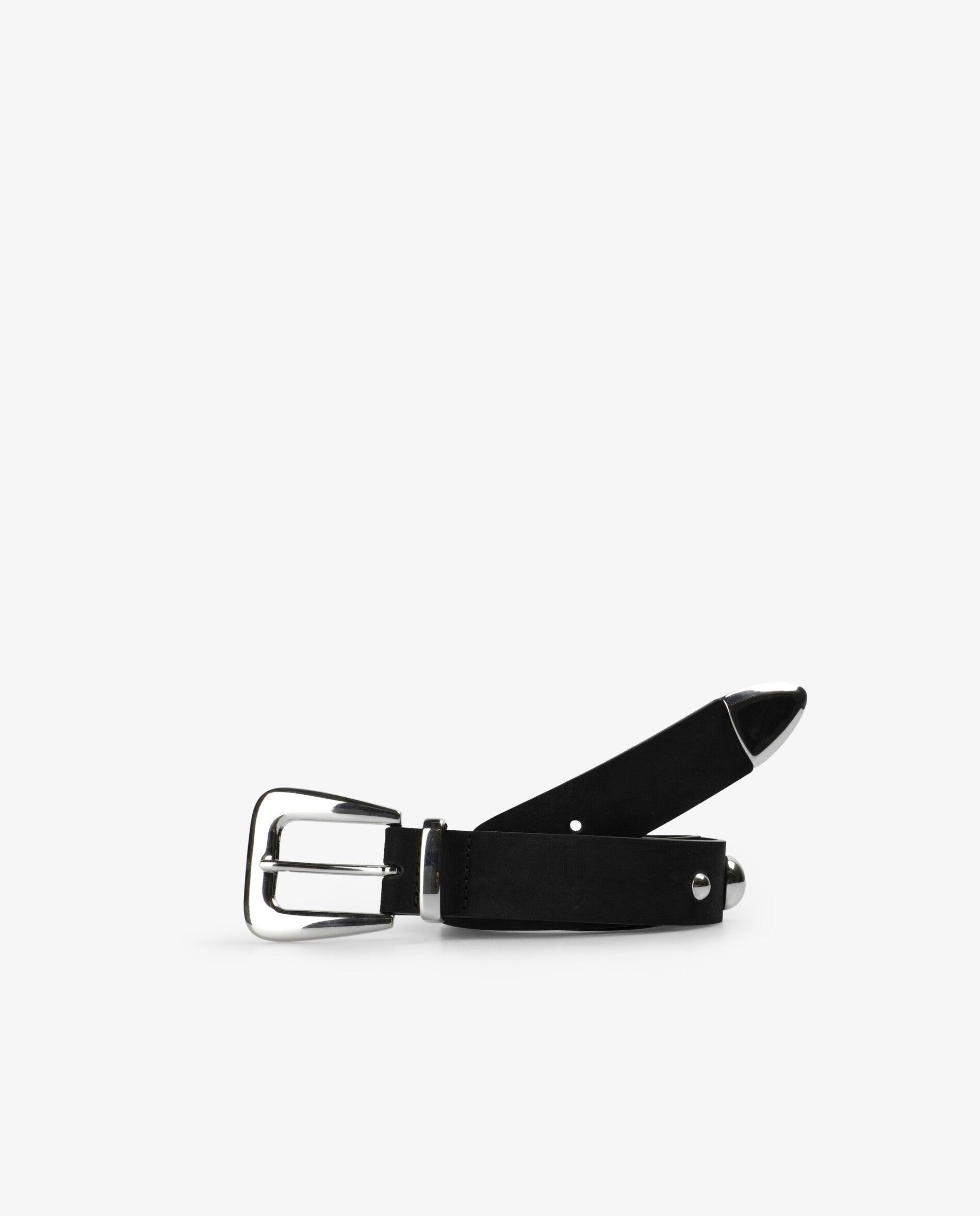 Cinturón con hebilla de mujer de piel con studs decorativos - Scalpers - Negro Negro-1