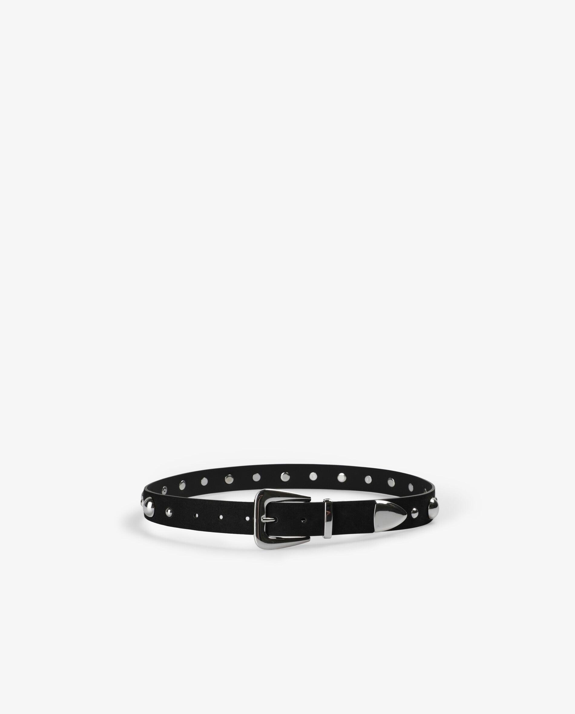 Cinturón con hebilla de mujer de piel con studs decorativos - Scalpers - Negro Negro-3