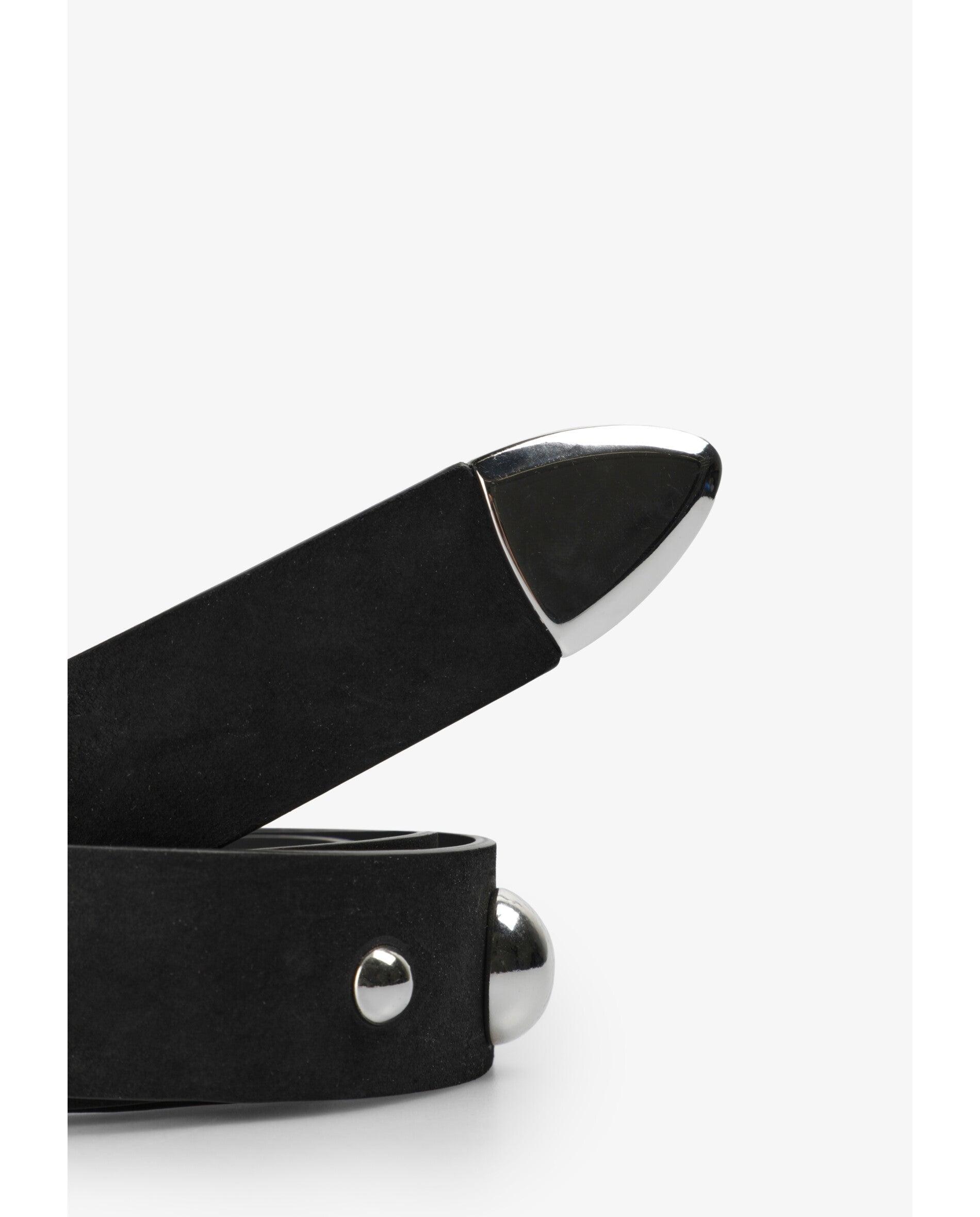 Cinturón con hebilla de mujer de piel con studs decorativos - Scalpers - Negro Negro-2