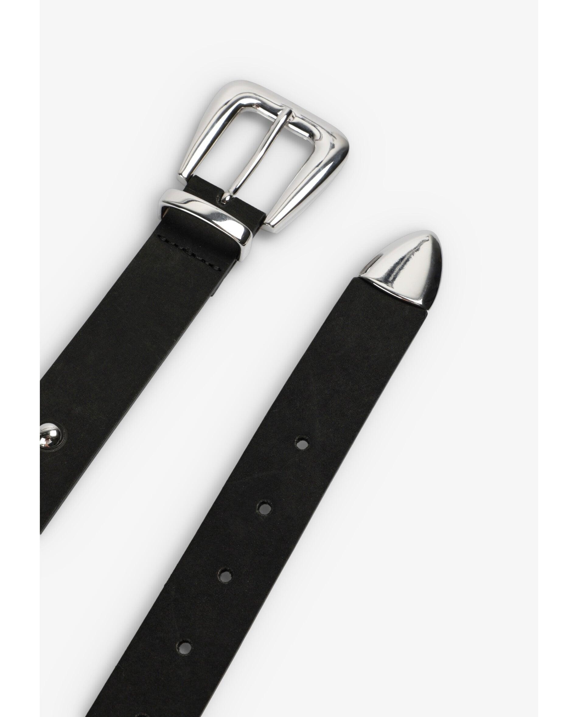 Cinturón con hebilla de mujer de piel con studs decorativos - Scalpers - Negro Negro-4