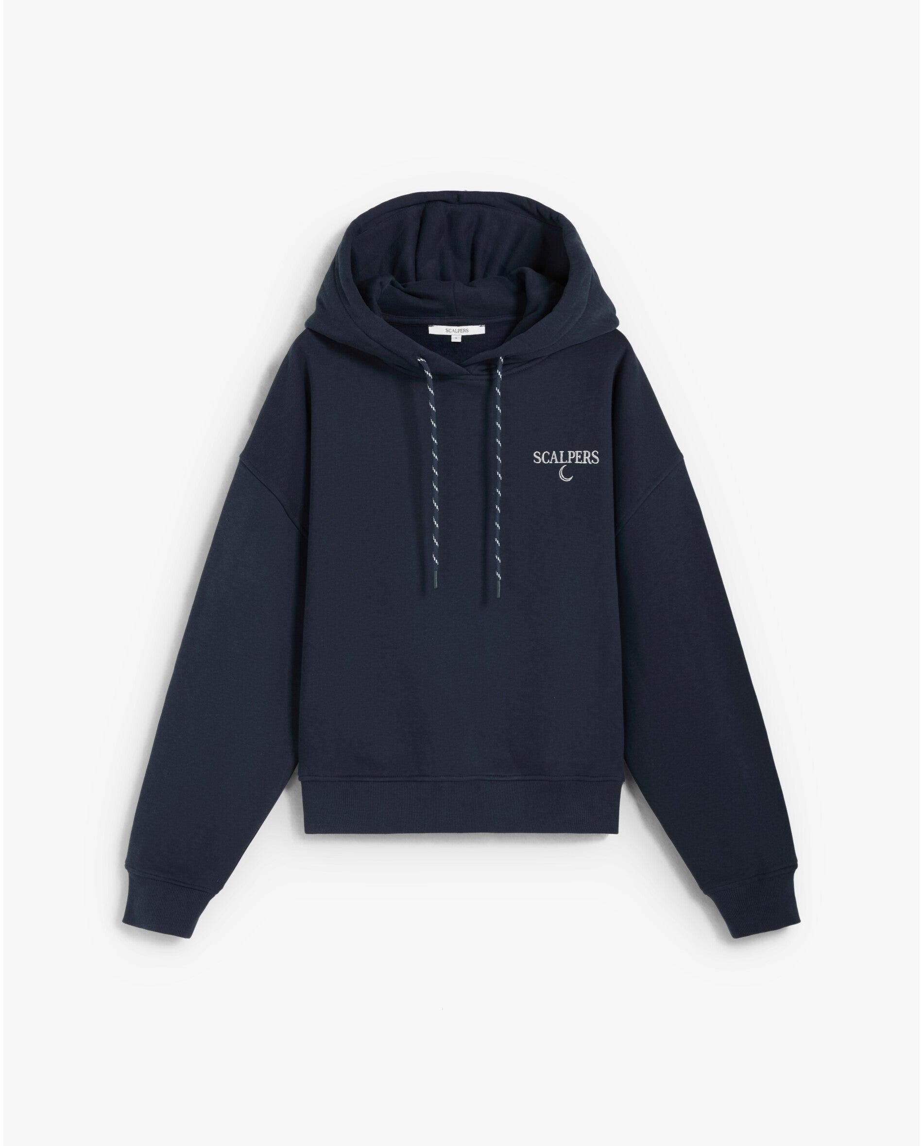 Sudadera de mujer con capucha y bordado trasero - Scalpers - Navy Navy-1