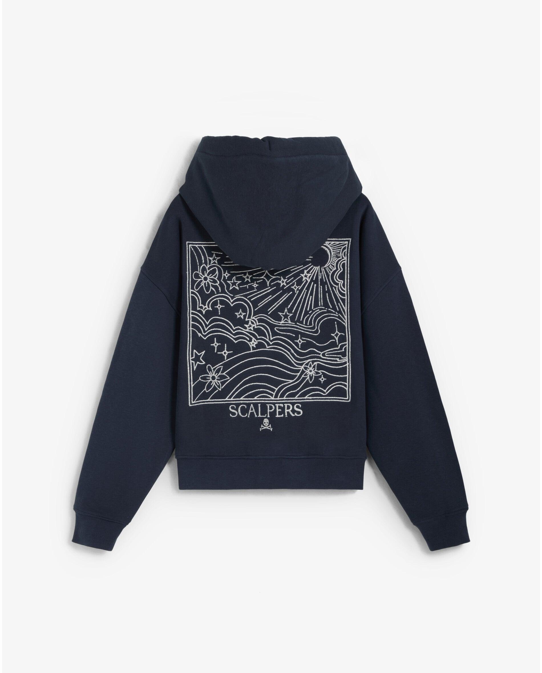 Sudadera de mujer con capucha y bordado trasero - Scalpers - Navy Navy-2