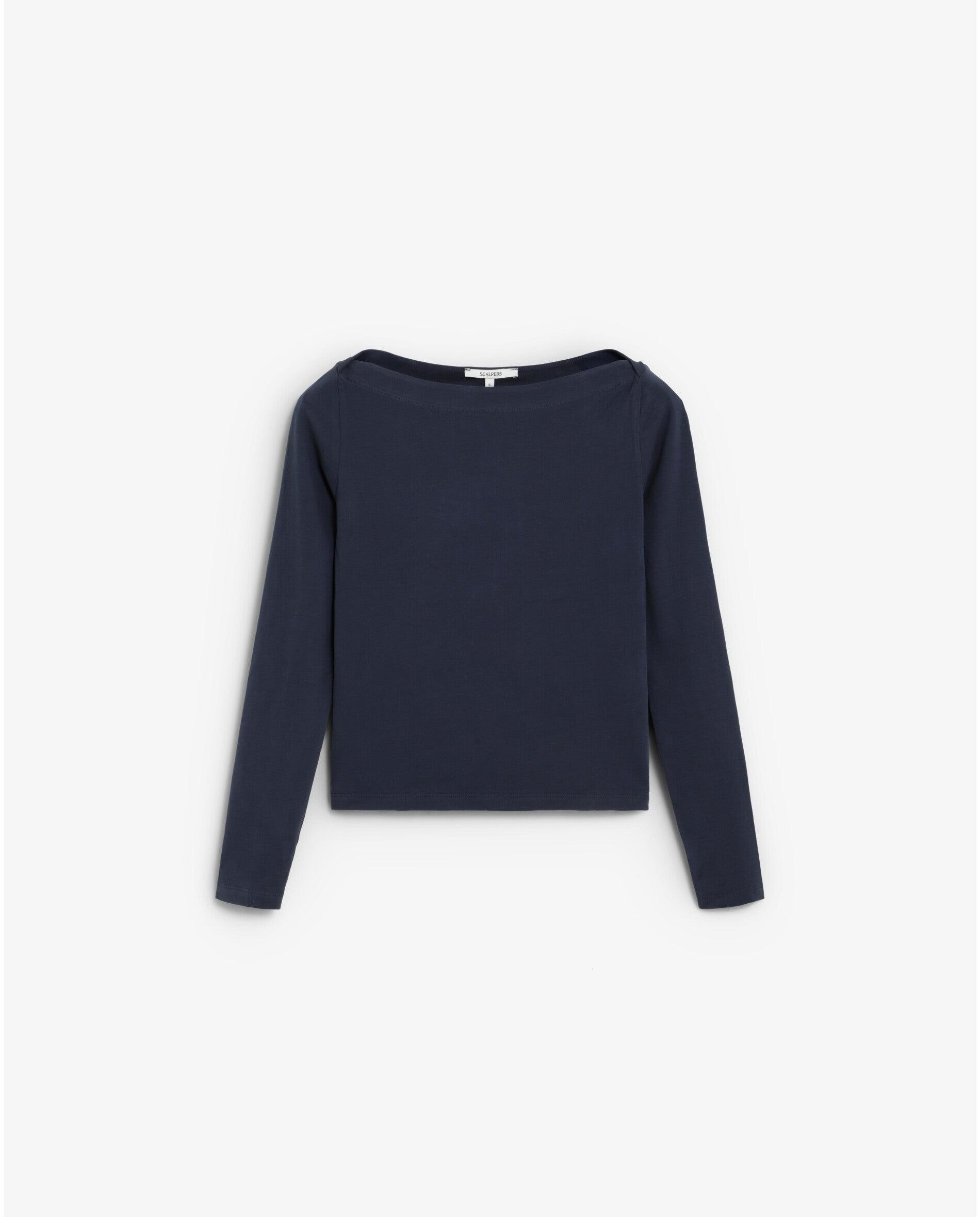 Imagen 0 de Camiseta de mujer slim fit con cuello barco Navy