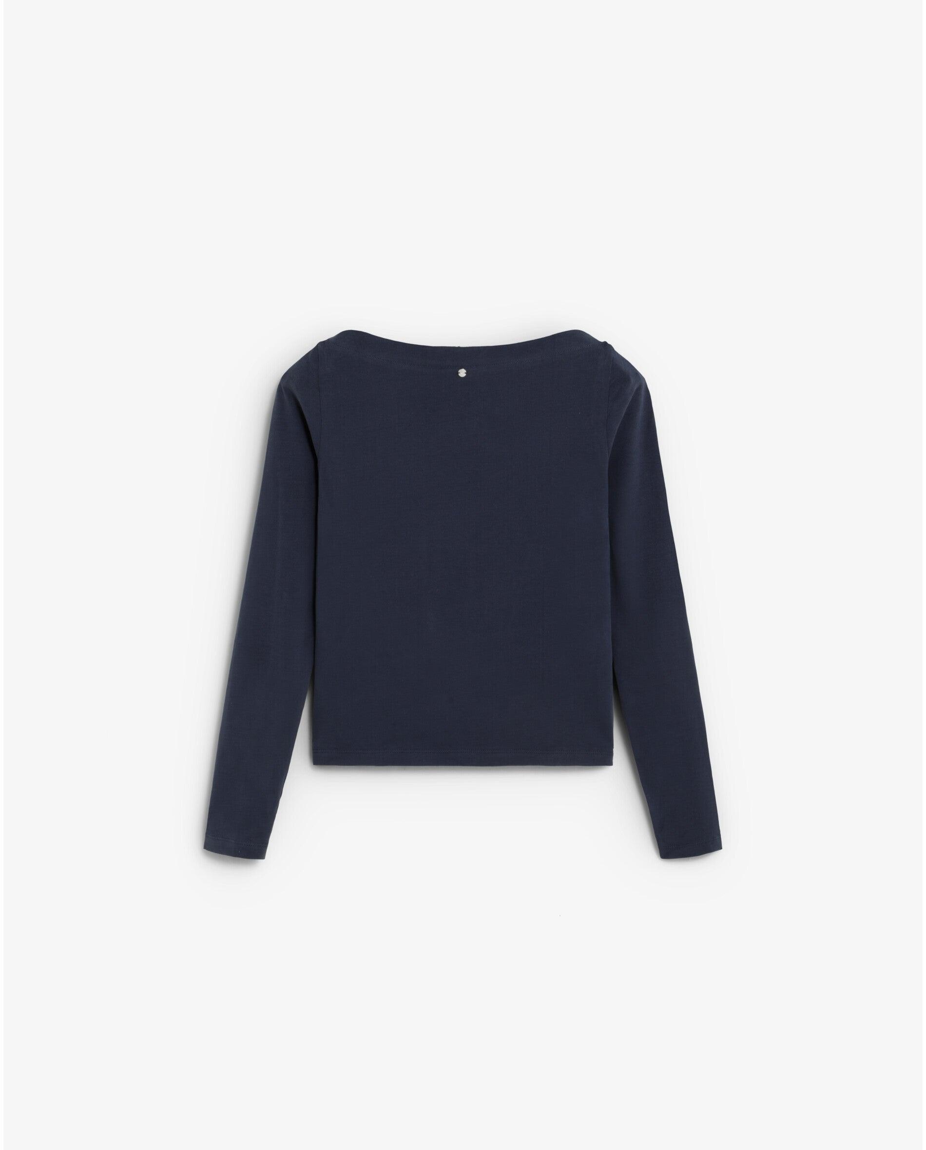 Camiseta de mujer slim fit con cuello barco - Scalpers - Navy Navy-2