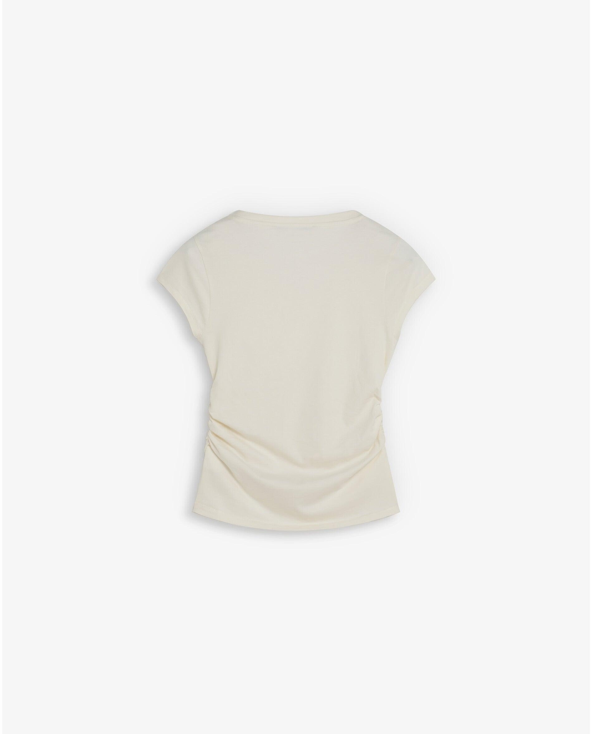 Camiseta de mujer ligeramente elástica con frunces laterales - Scalpers - Marfil Marfil-2
