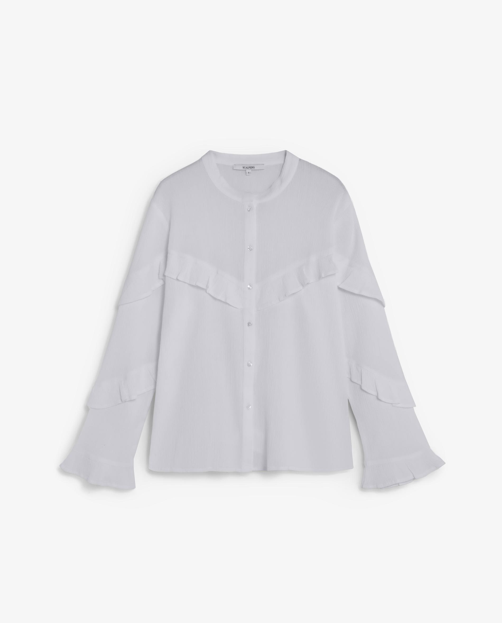 Camisa de mujer con volantes y mangas acampanadas - Scalpers - Azul claro Azul claro-1