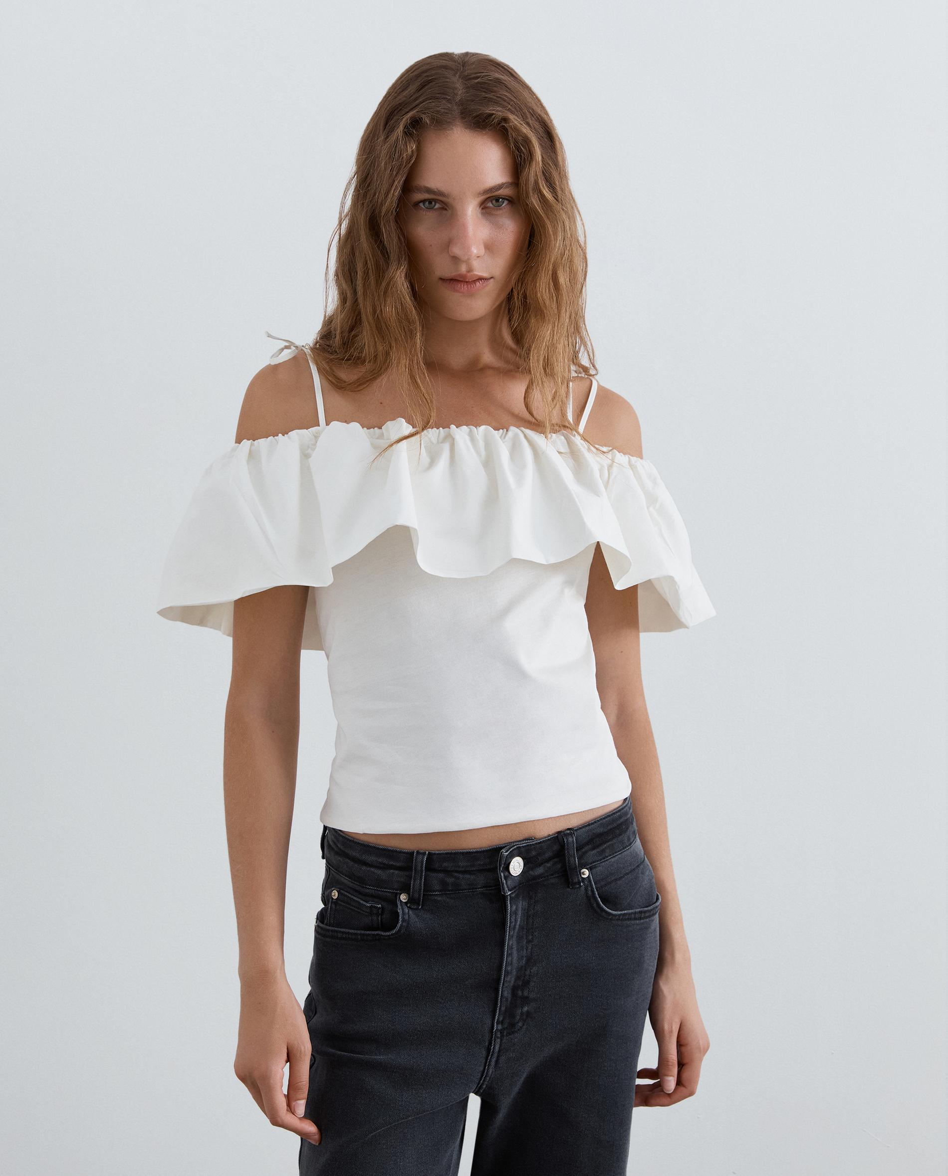 Top de mujer de tirantes con volante superior - Scalpers - Blanco Blanco-1