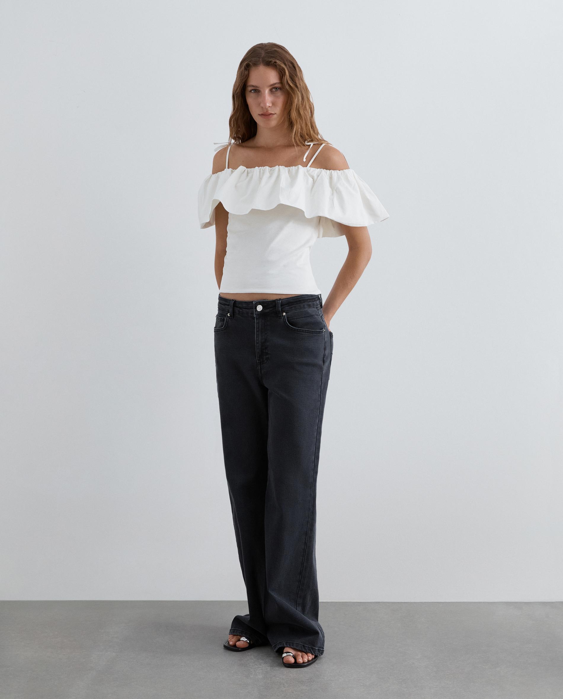 Top de mujer de tirantes con volante superior - Scalpers - Blanco Blanco-3