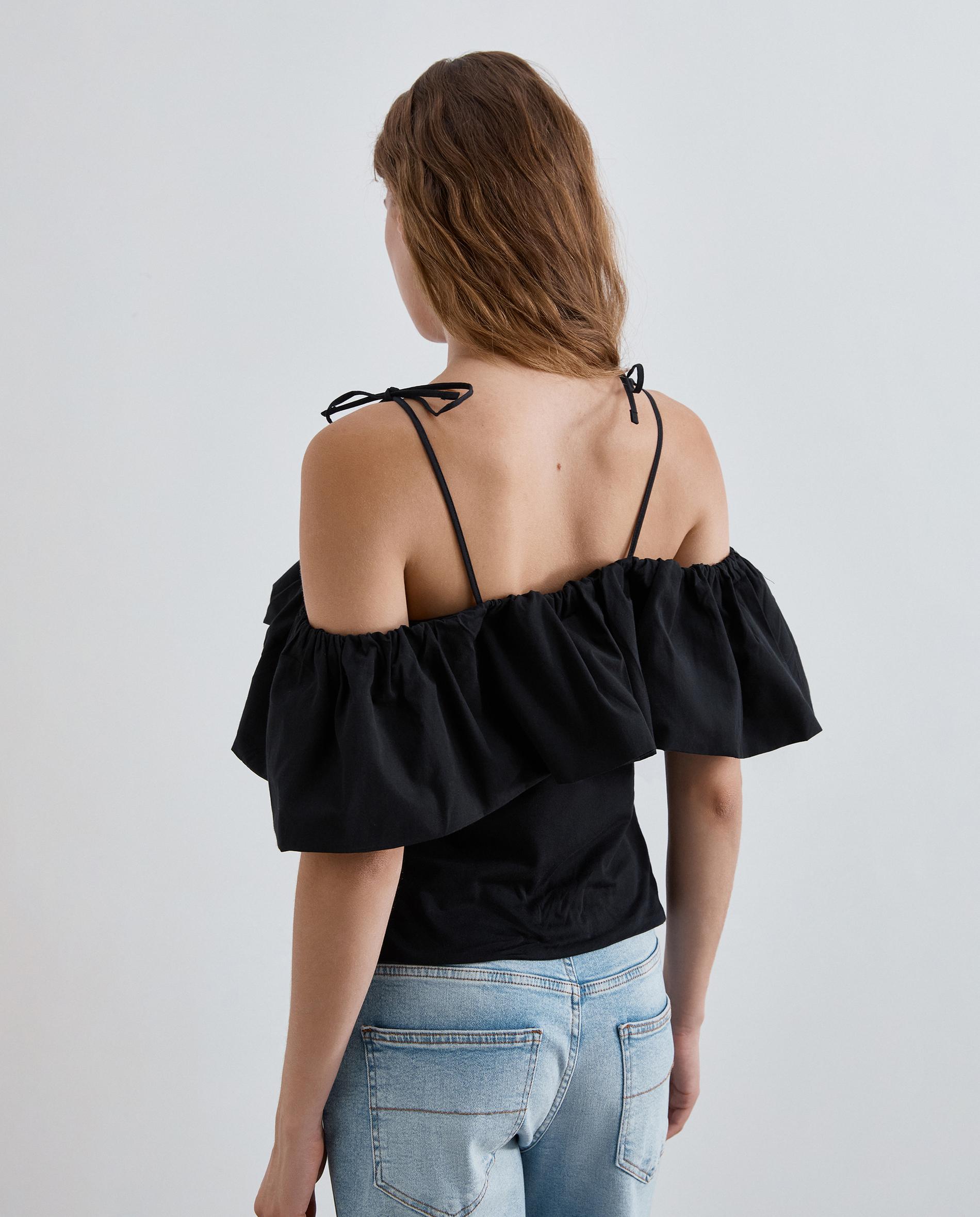 Top de mujer de tirantes con volante superior - Scalpers - Negro Negro-2