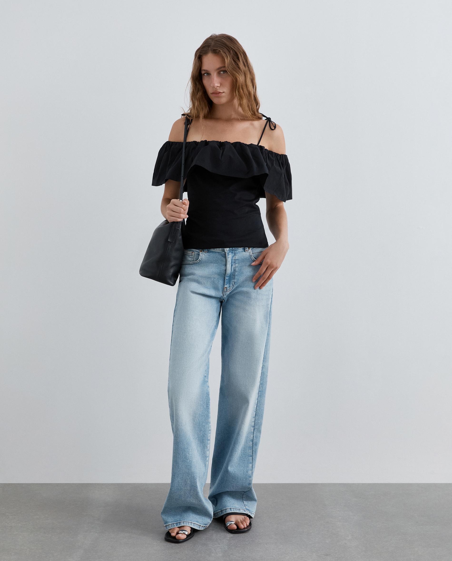 Top de mujer de tirantes con volante superior - Scalpers - Negro Negro-3