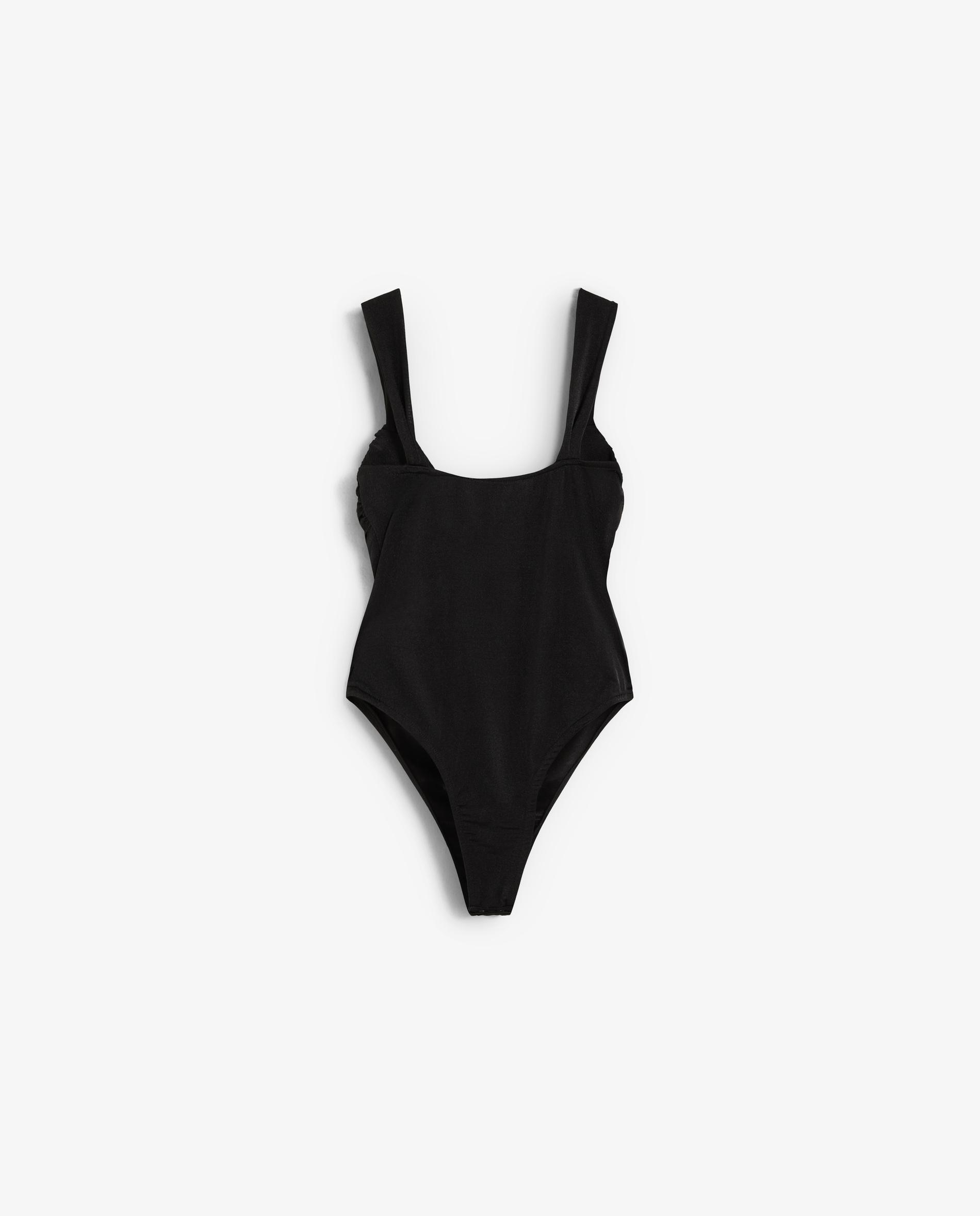 Body de mujer de tirantes con frunces en el pecho - Scalpers - Negro Negro-2