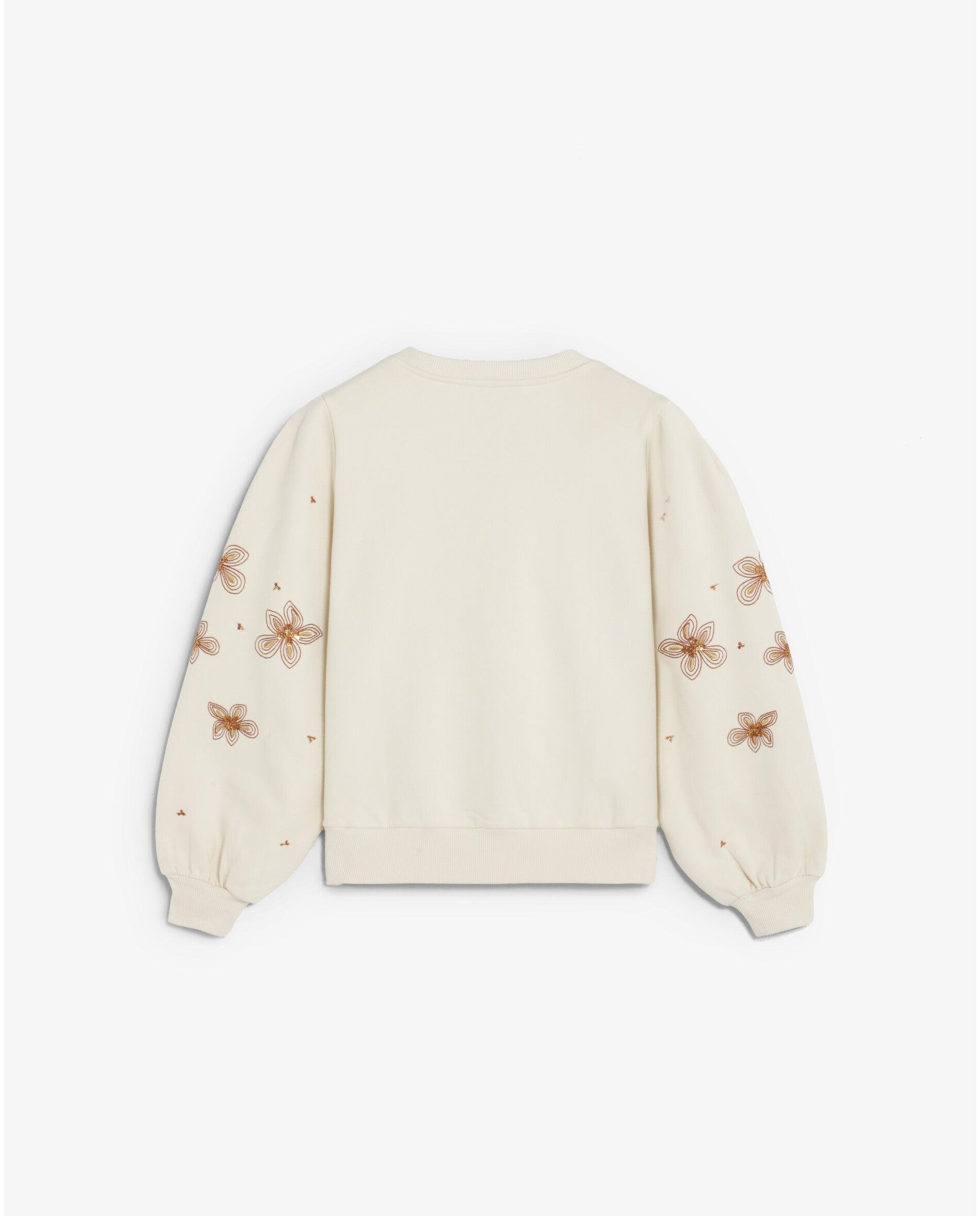 Sudadera de mujer con mangas abullonadas y estampado floral - Scalpers - Beige Beige-2