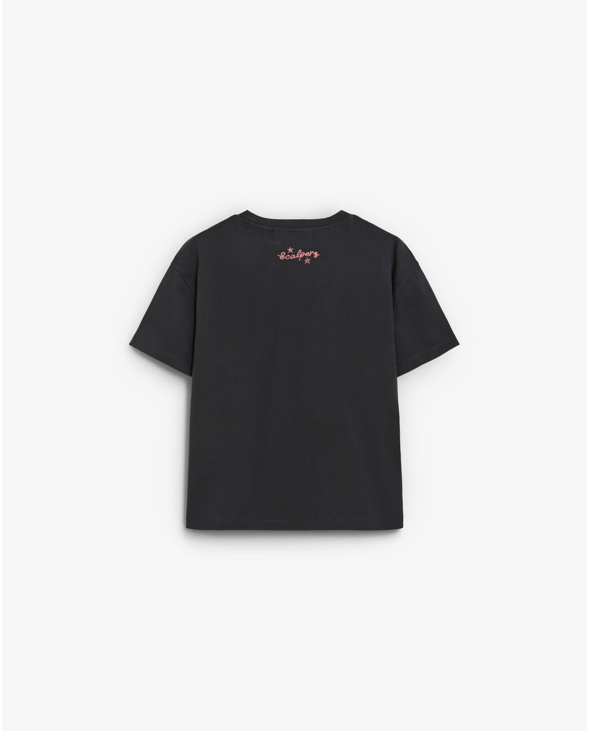 Camiseta de mujer con motivos bordados a contraste - Scalpers - Gris oscuro Gris oscuro-2