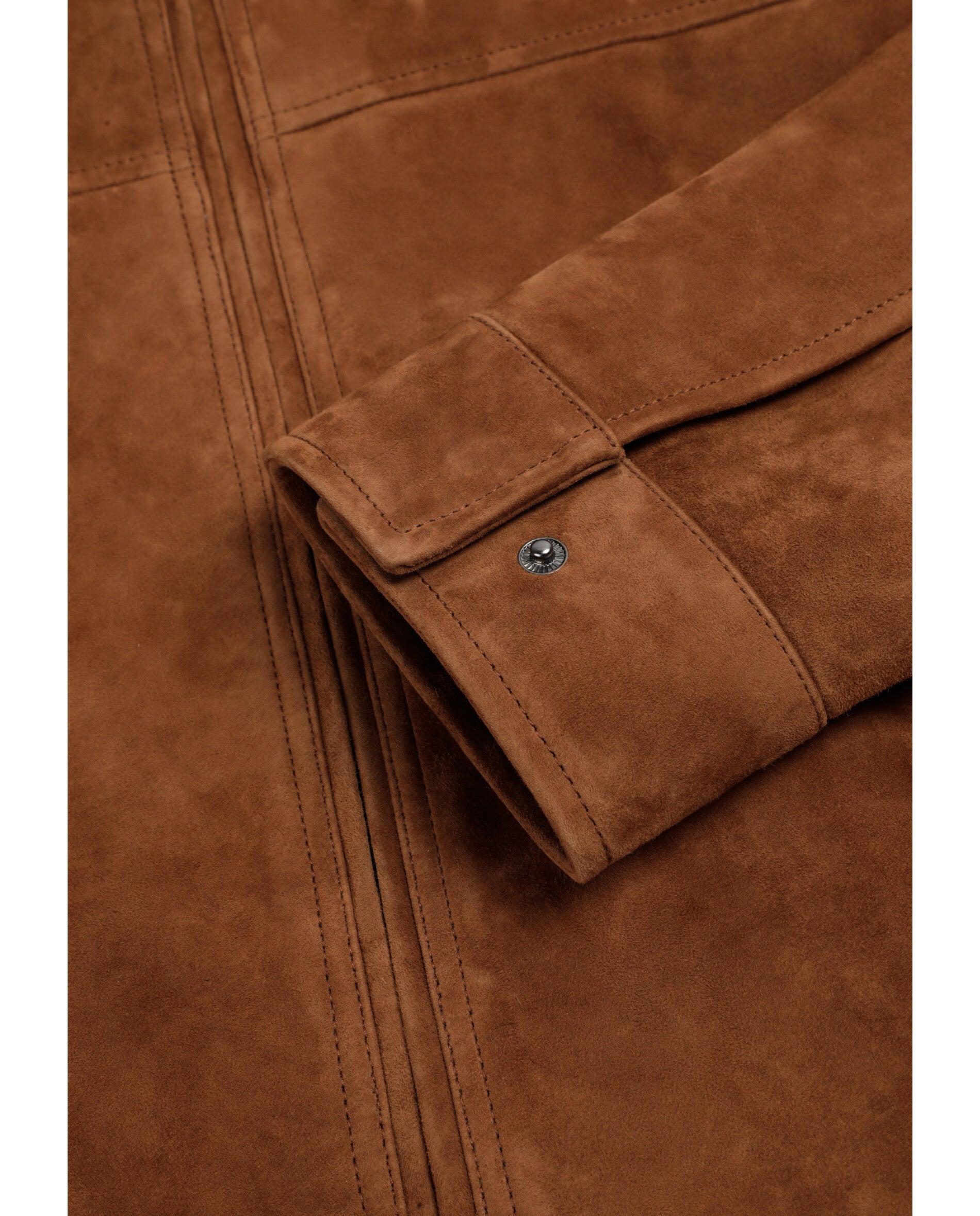 Chaqueta de hombre de ante con cremallera de doble cursor - Scalpers - Marrón Marrón-4
