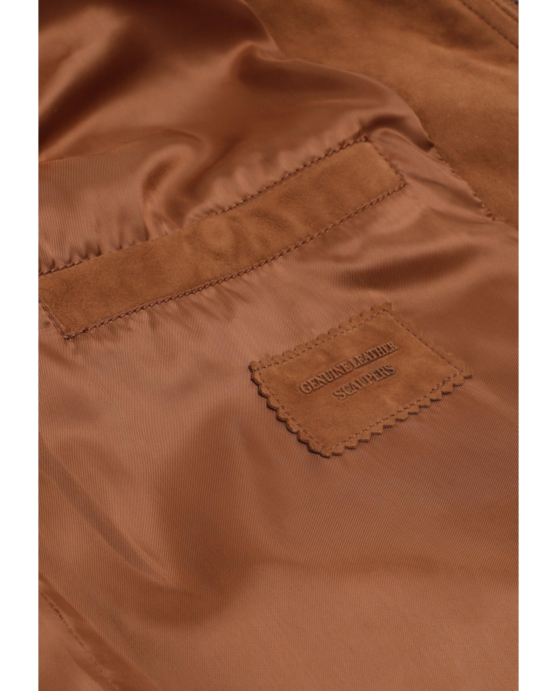 Chaqueta de hombre de ante con cremallera de doble cursor - Scalpers - Marrón Marrón-5