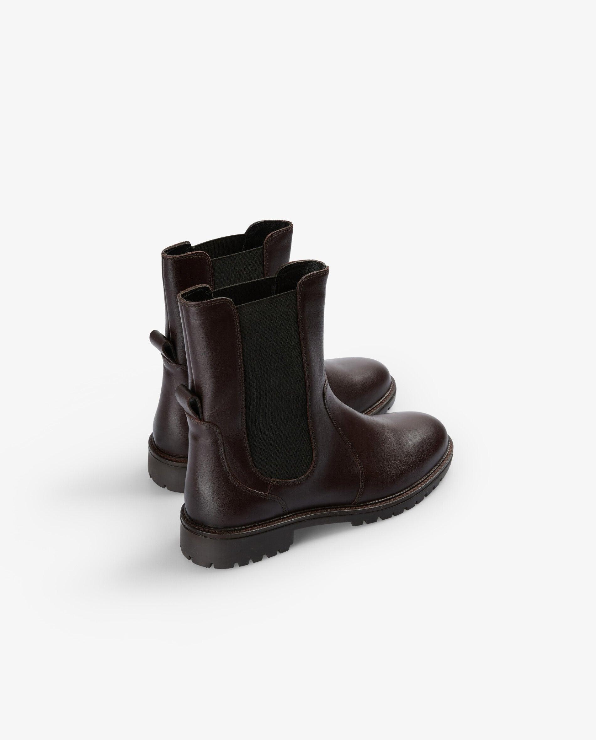 Botas suela track de mujer estilo chelsey de cuero - Scalpers - Burdeos Burdeos-2