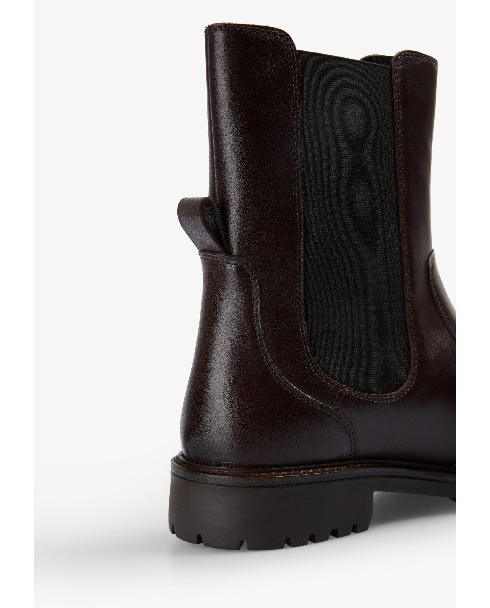 Botas suela track de mujer estilo chelsey de cuero - Scalpers - Burdeos Burdeos-5
