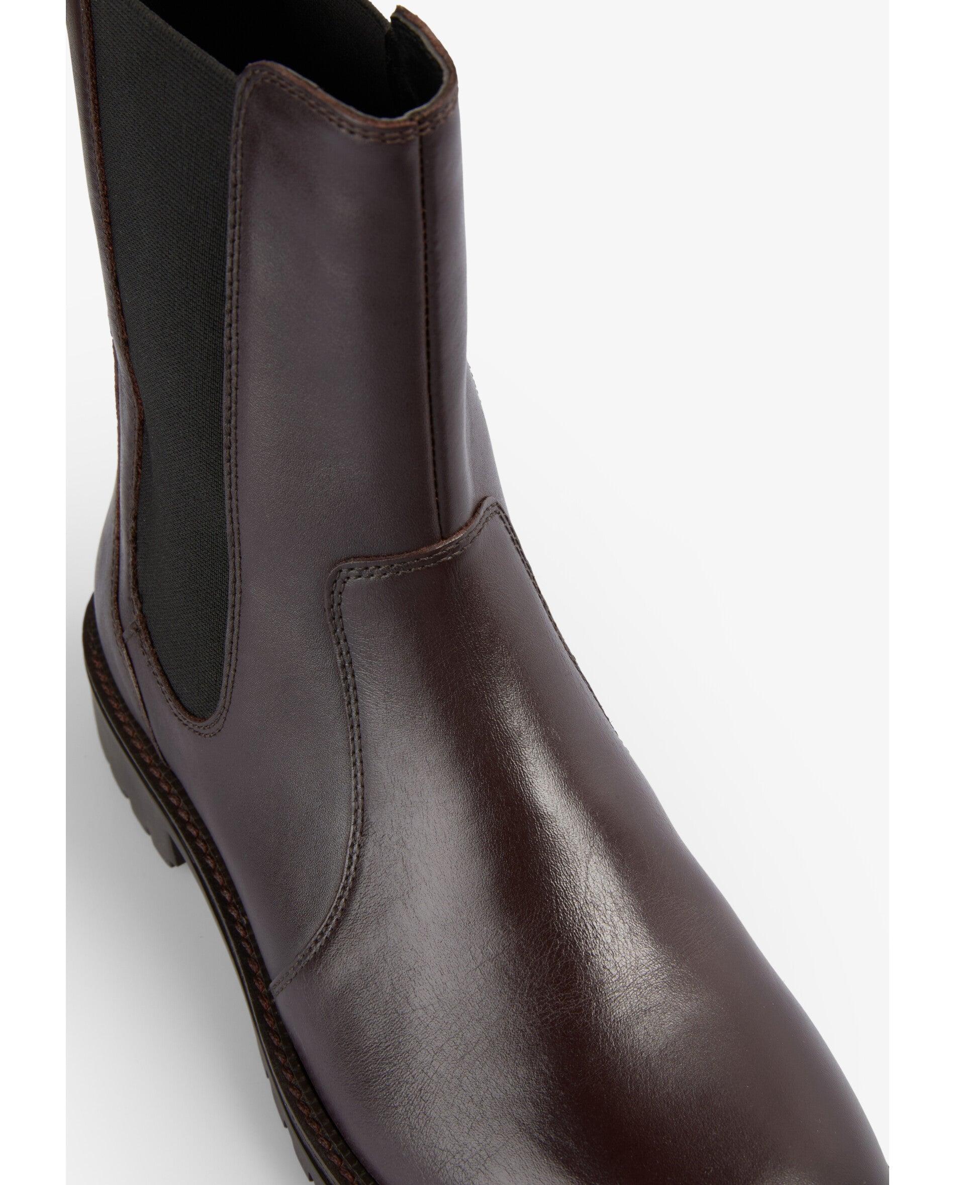 Botas suela track de mujer estilo chelsey de cuero - Scalpers - Burdeos Burdeos-6