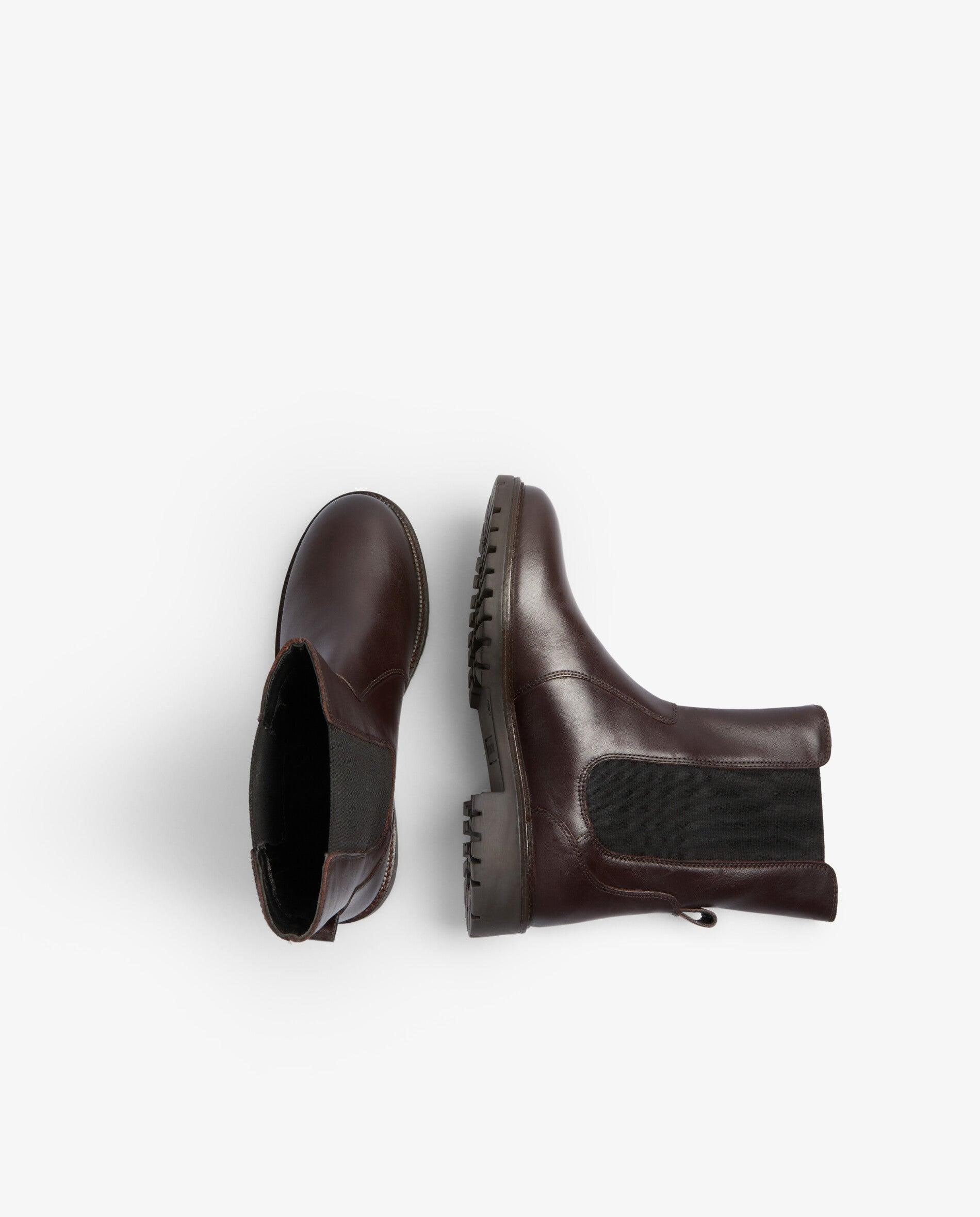 Botas suela track de mujer estilo chelsey de cuero - Scalpers - Burdeos Burdeos-8