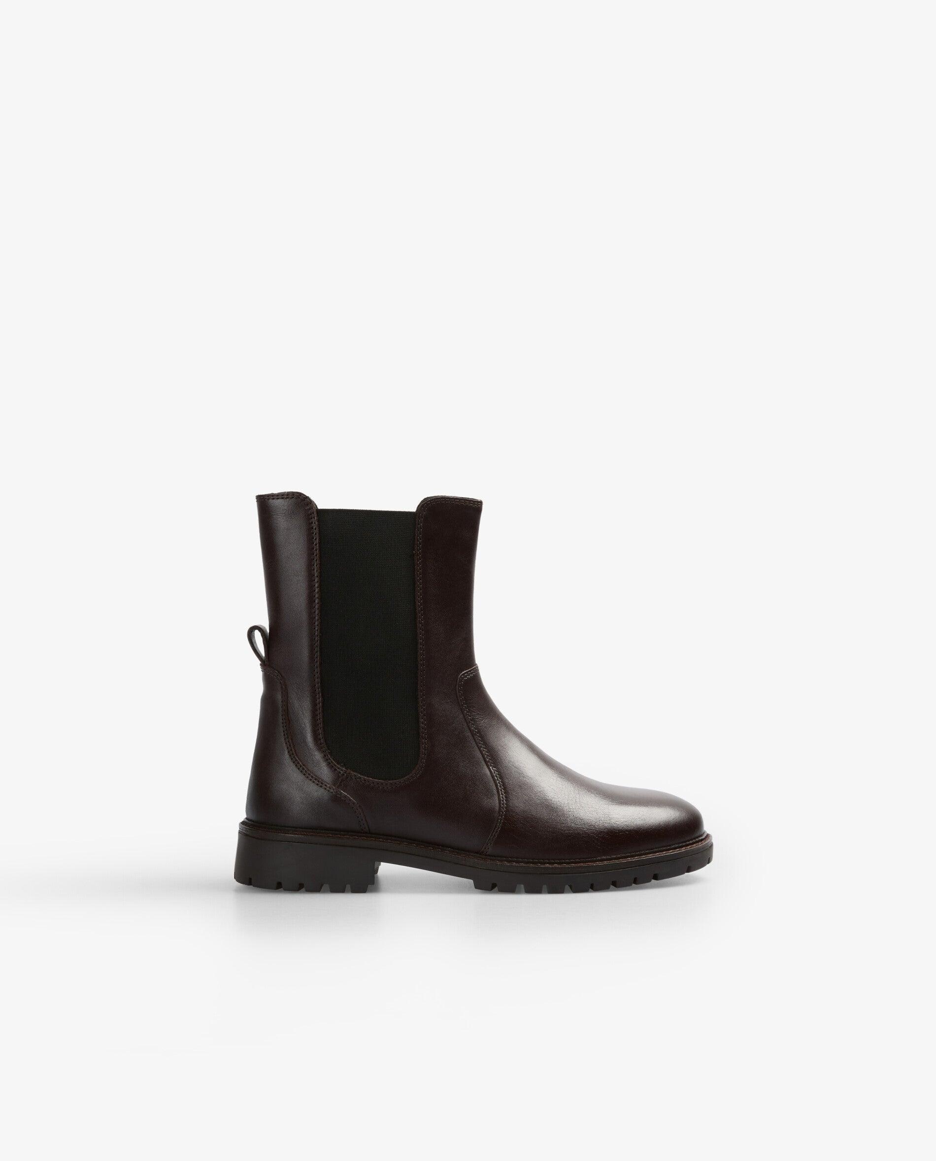 Imagen 0 de Botas suela track de mujer estilo chelsey de cuero Burdeos