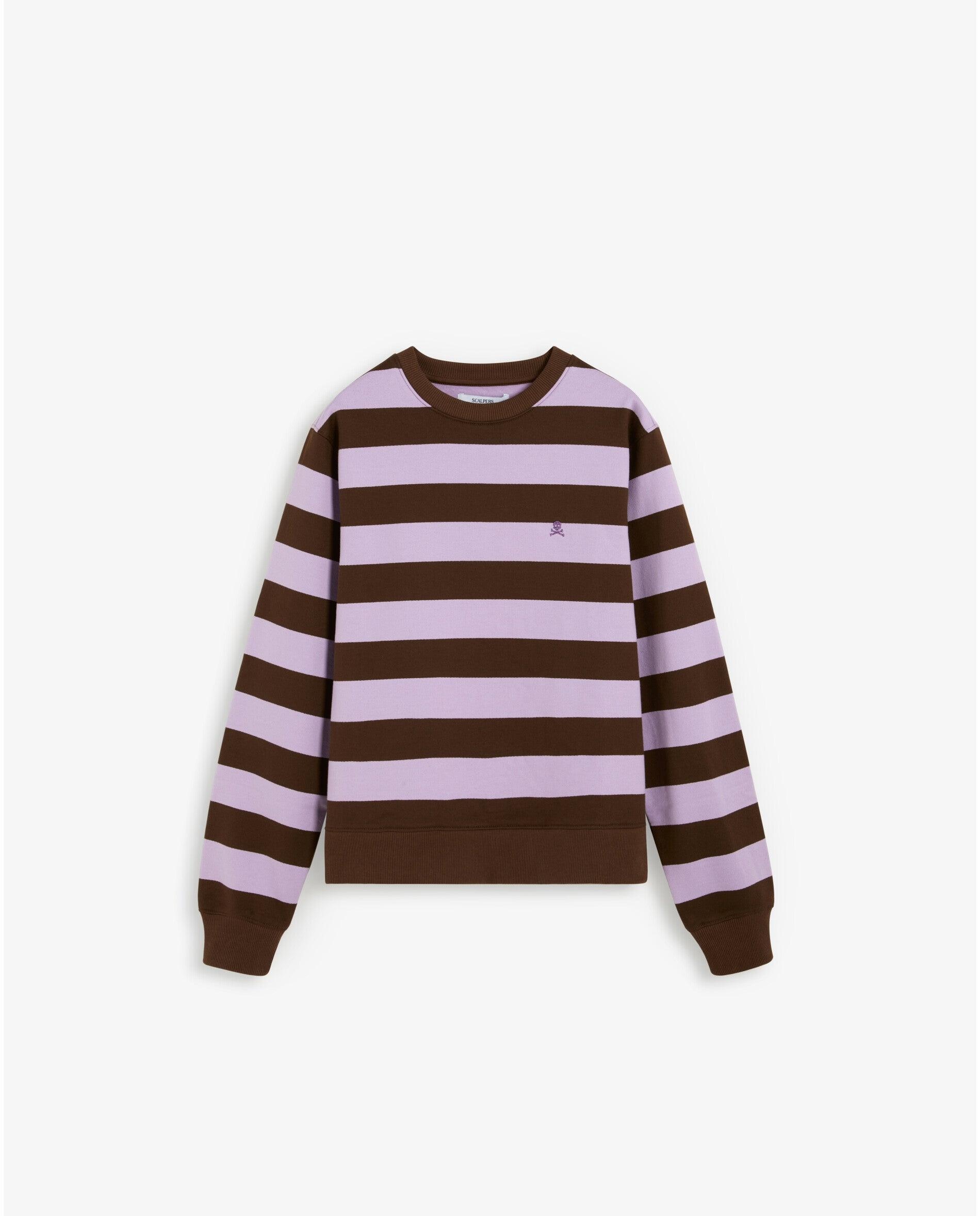 Sudadera de mujer con cuello redondo y estampado de rayas - Scalpers - Lila Lila-1