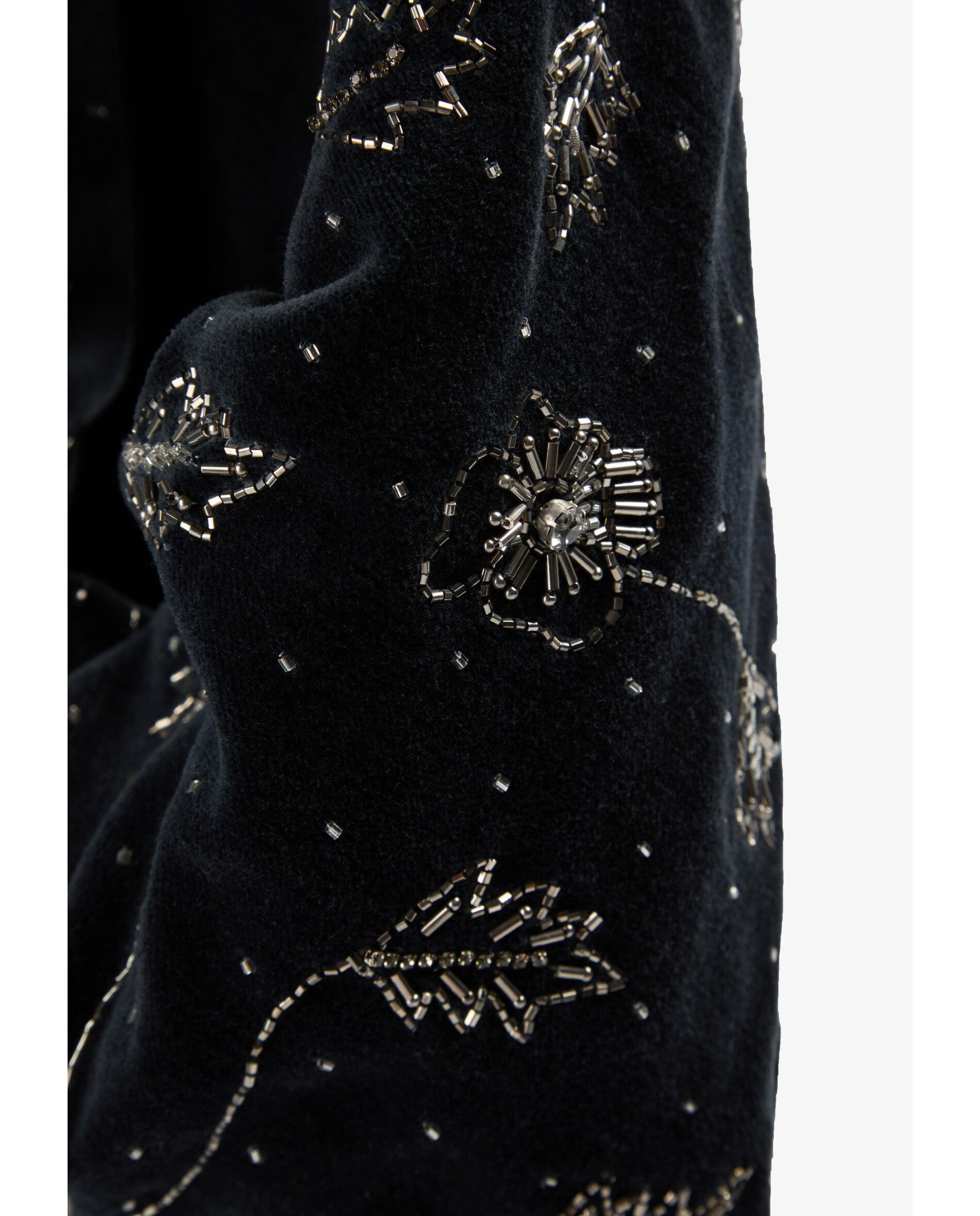 Imagen 2 de Bolso de hombro de terciopelo con detalles florales - Scalpers - Negro Negro