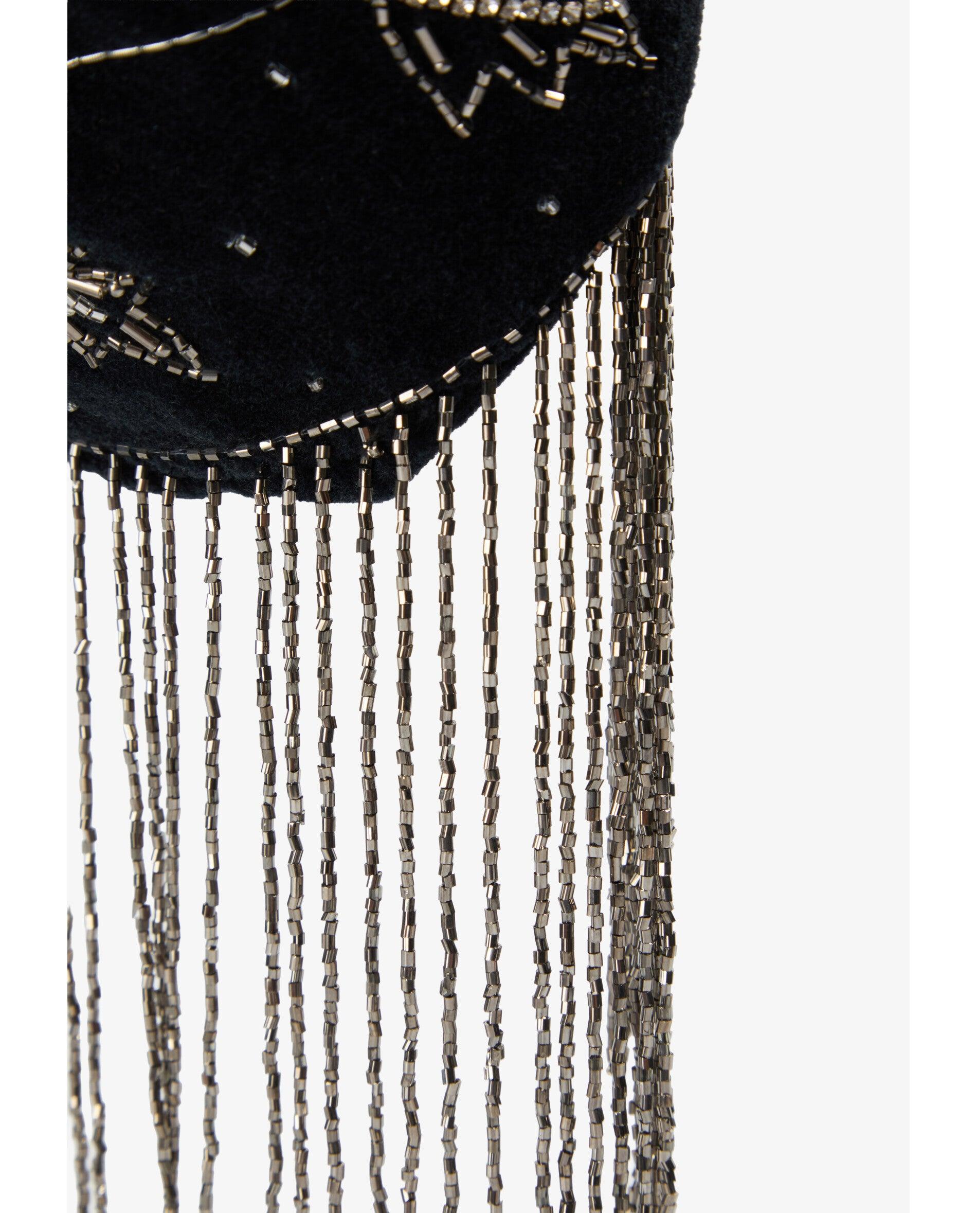 Imagen 6 de Bolso de hombro de terciopelo con detalles florales - Scalpers - Negro Negro
