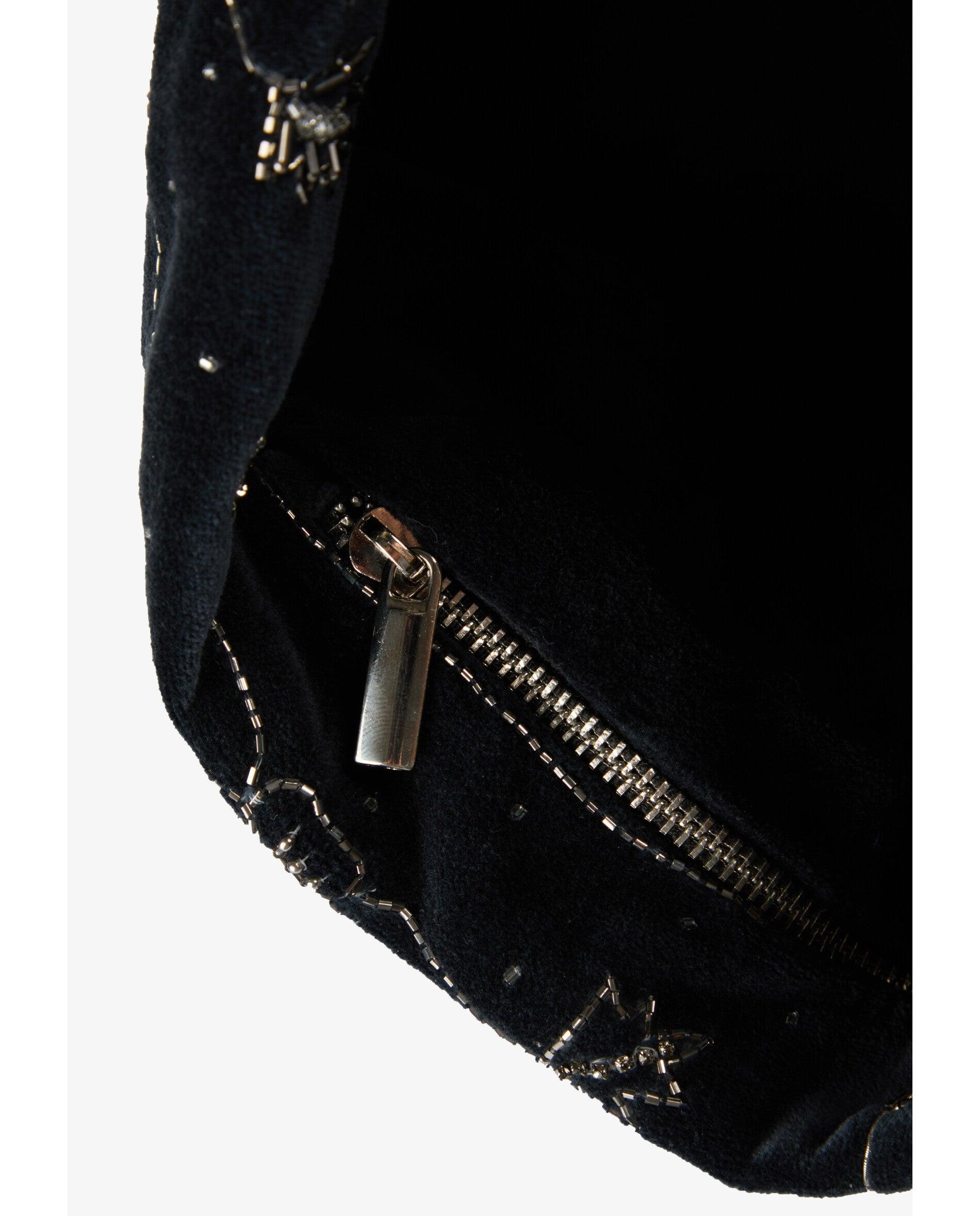Imagen 7 de Bolso de hombro de terciopelo con detalles florales - Scalpers - Negro Negro