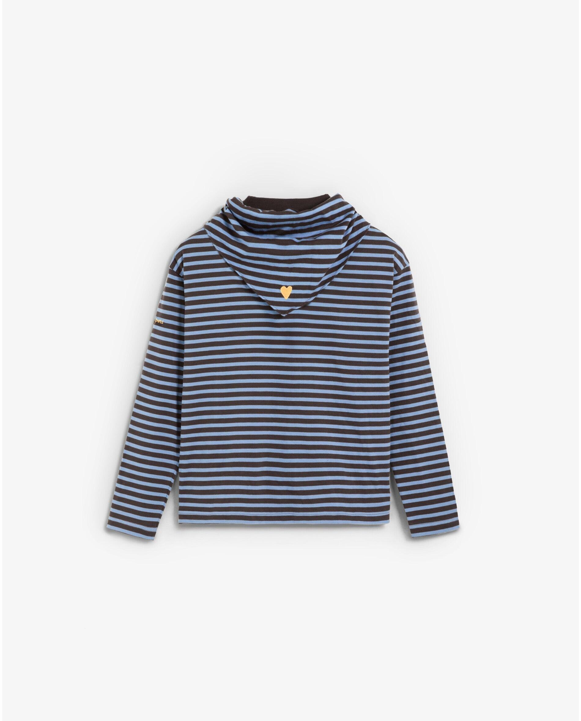 Camiseta de mujer a rayas con detalle de pico anudado - Scalpers - Azul Azul-5